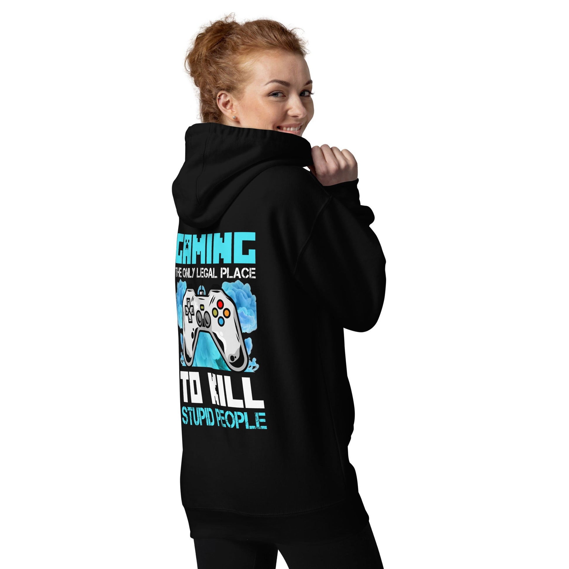 Gaming is the only Legal Place - Blue V Unisex Hoodie ( Back Print ) by DarkByteGear