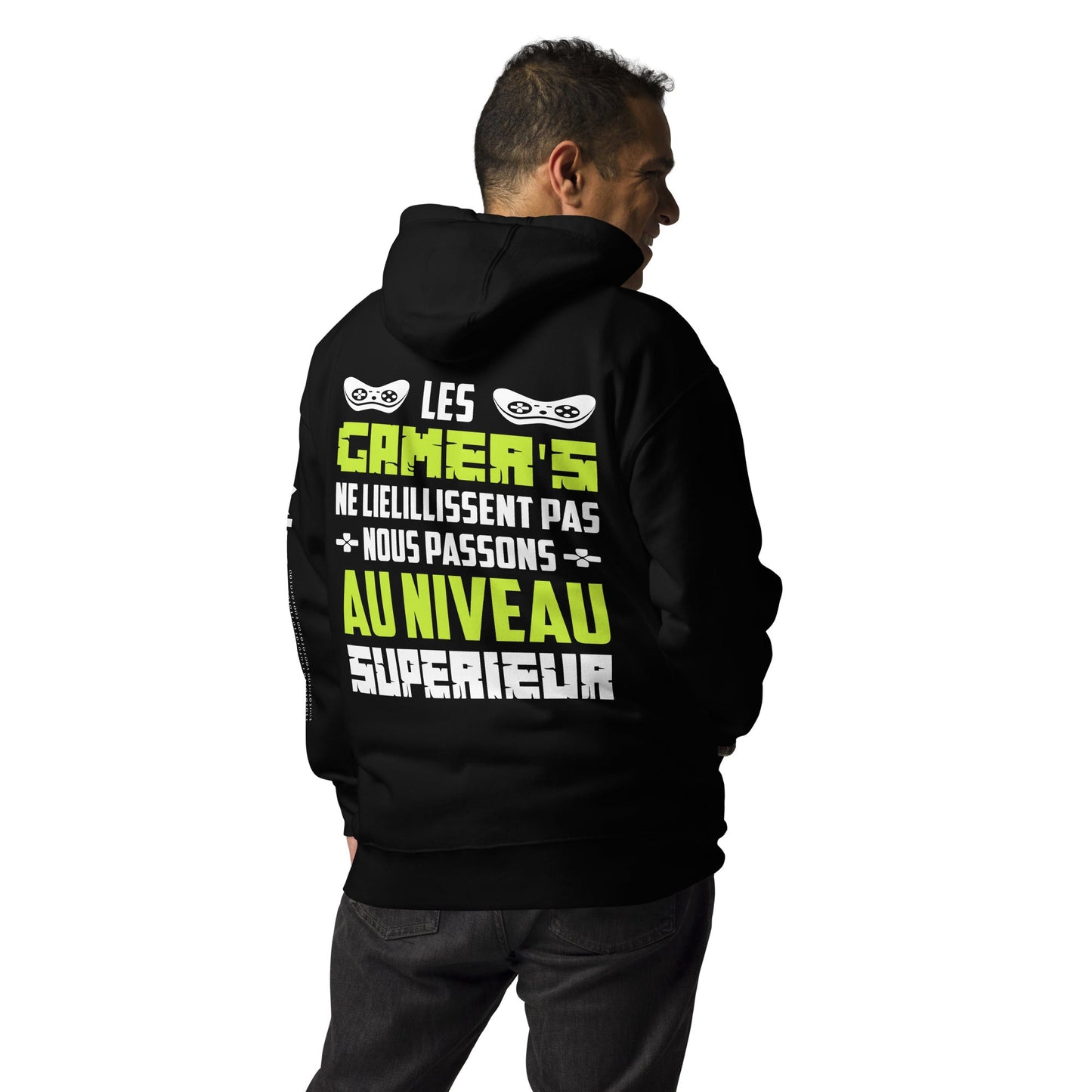 Les Gamer's Au Niveau Unisex Hoodie ( Back Print ) by DarkByteGear