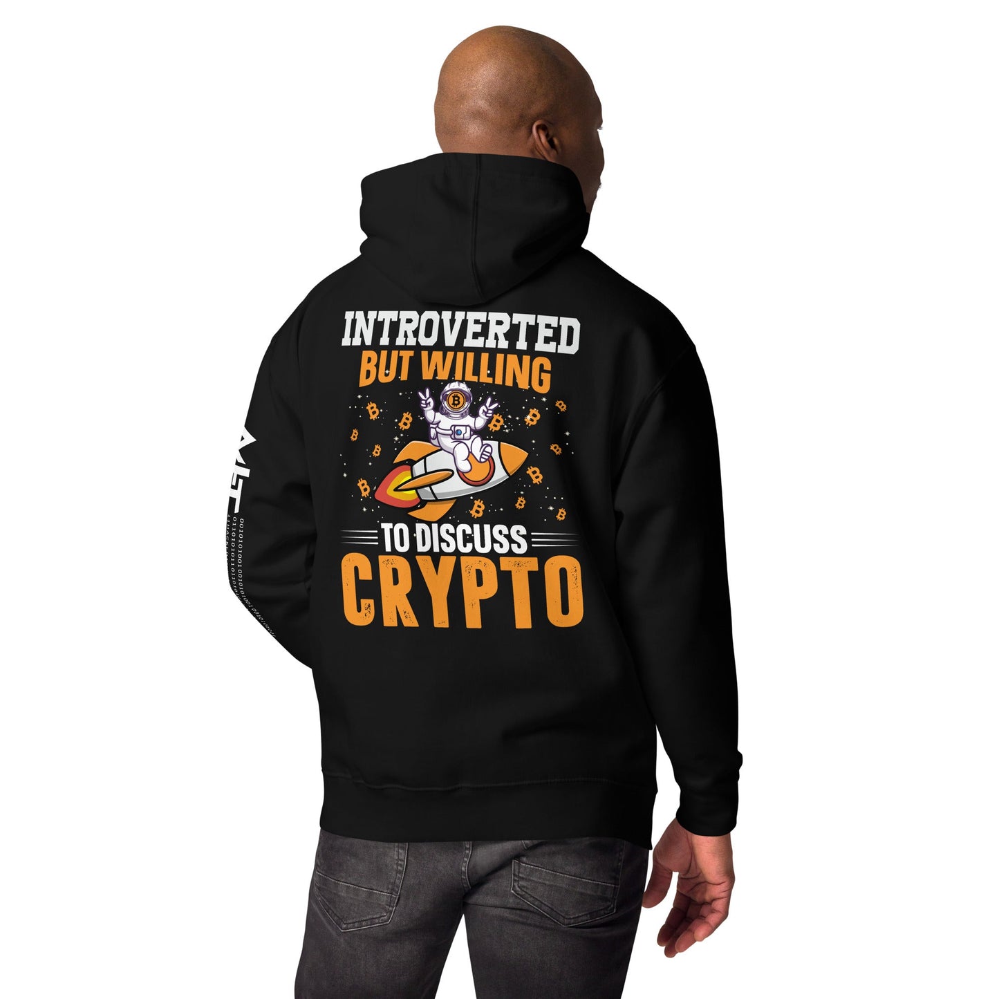 Introverted but Willing to Discuss Bitcoin Unisex Hoodie ( Back Print ) by DarkByteGear