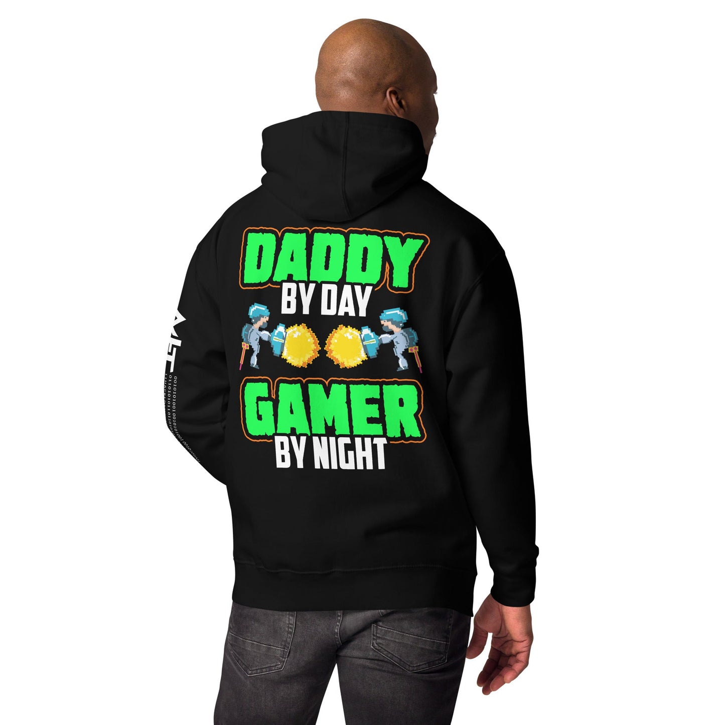 Daddy by Day, Gamer by Night Unisex Hoodie ( Back Print ) by DarkByteGear