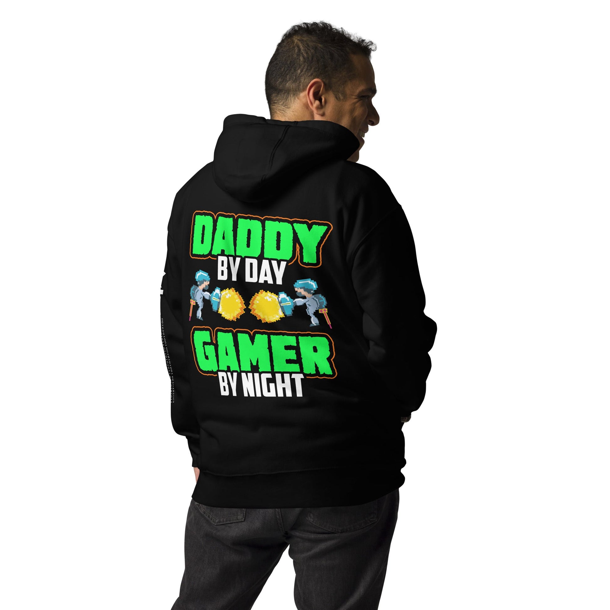Daddy by Day, Gamer by Night Unisex Hoodie ( Back Print ) by DarkByteGear