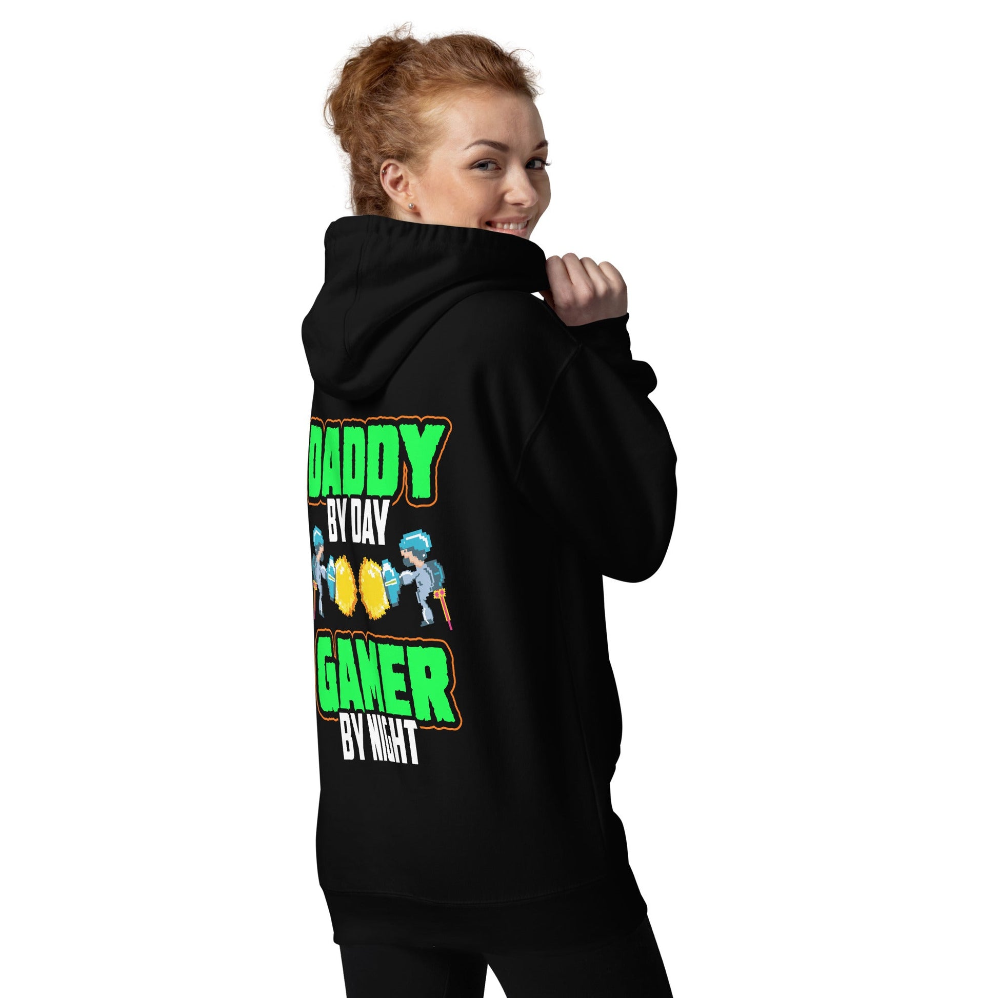 Daddy by Day, Gamer by Night Unisex Hoodie ( Back Print ) by DarkByteGear