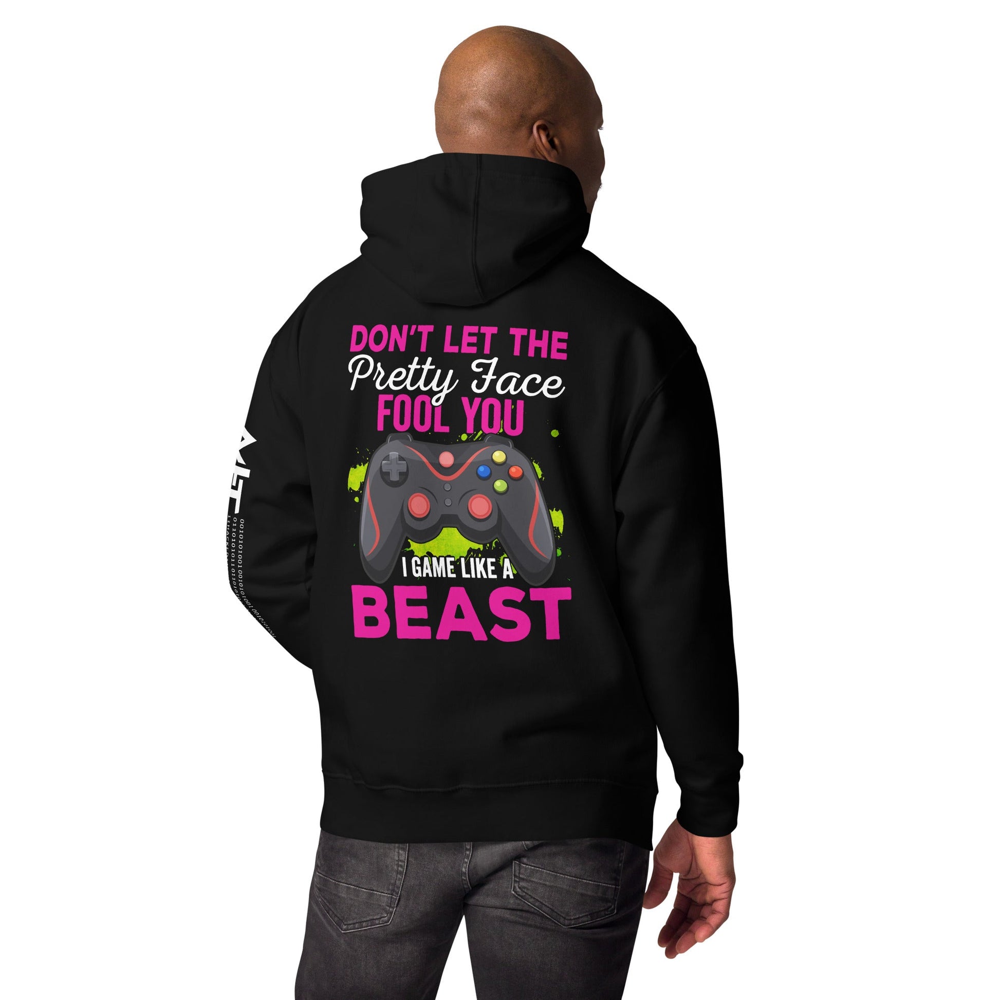 Don't let the pretty face fool you - Unisex Hoodie ( Back Print ) by DarkByteGear