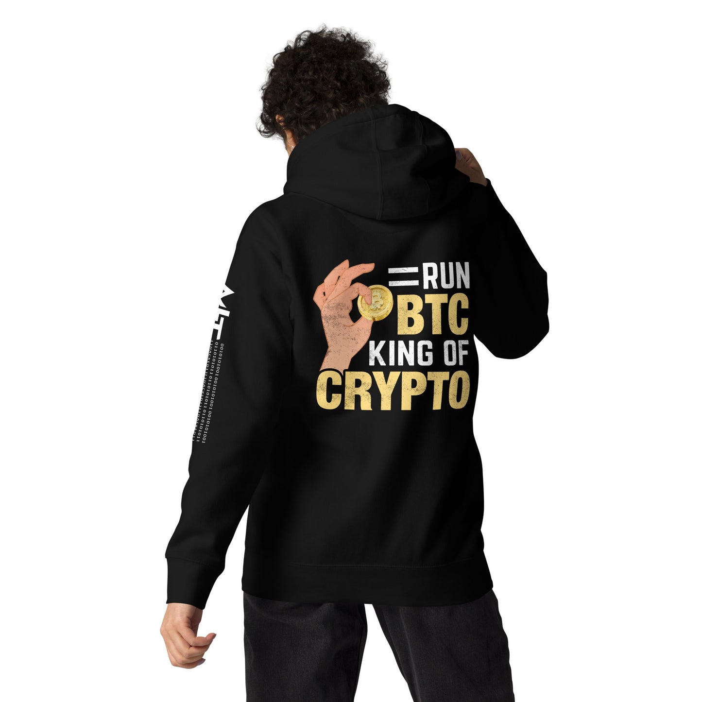 = Run BTC King of BitCoin - Unisex Hoodie ( Back Print ) by DarkByteGear