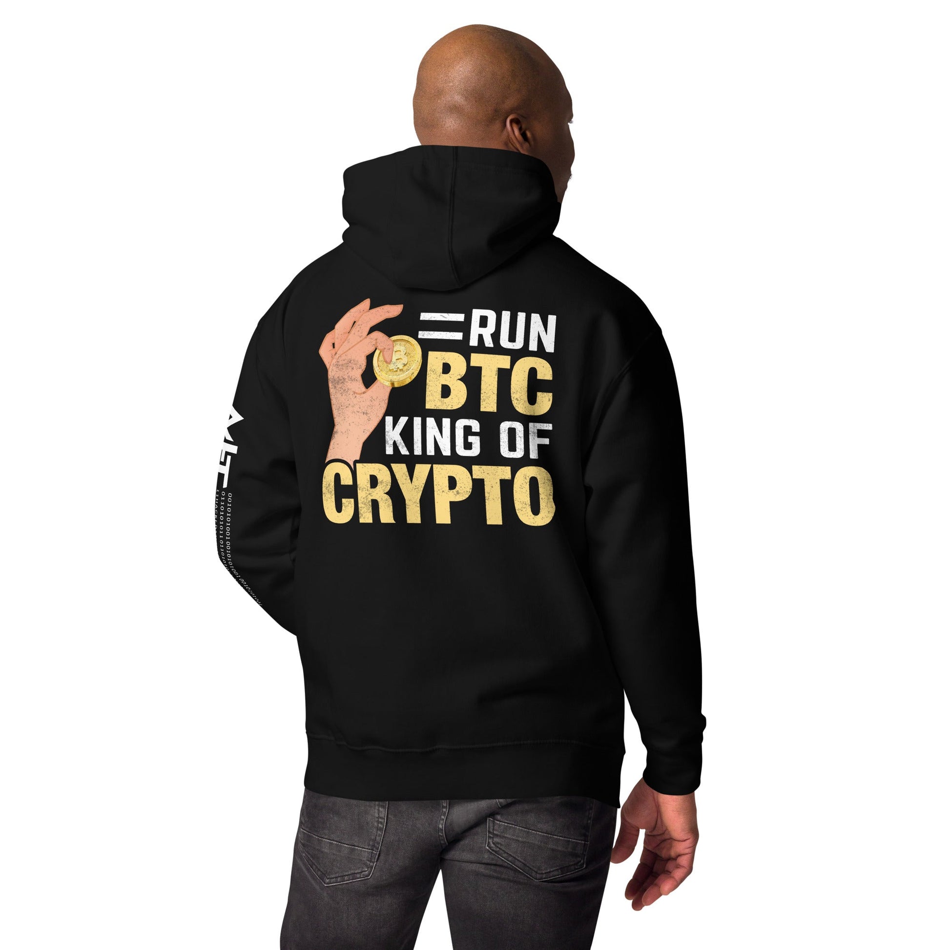 = Run BTC King of BitCoin - Unisex Hoodie ( Back Print ) by DarkByteGear
