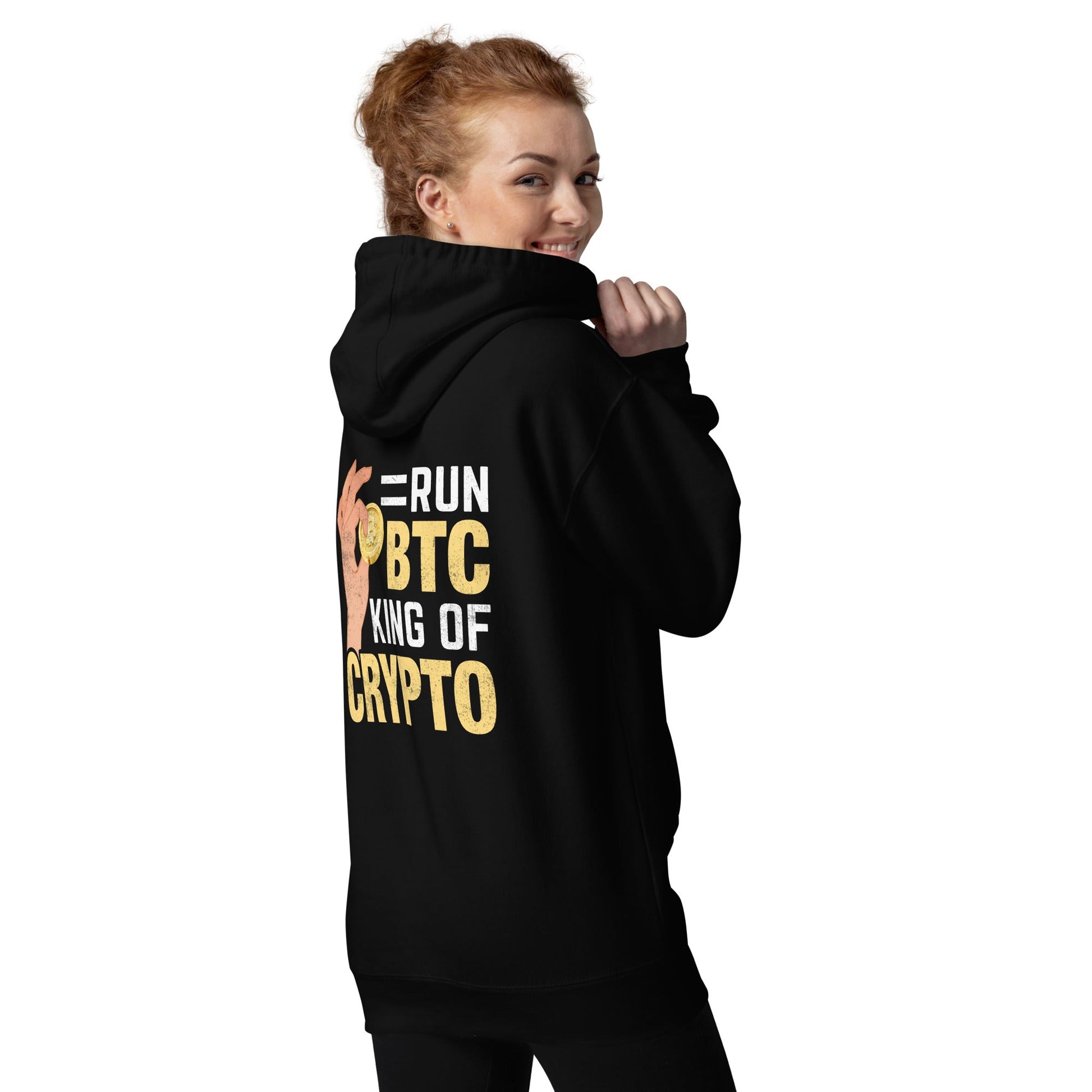 = Run BTC King of BitCoin - Unisex Hoodie ( Back Print ) by DarkByteGear