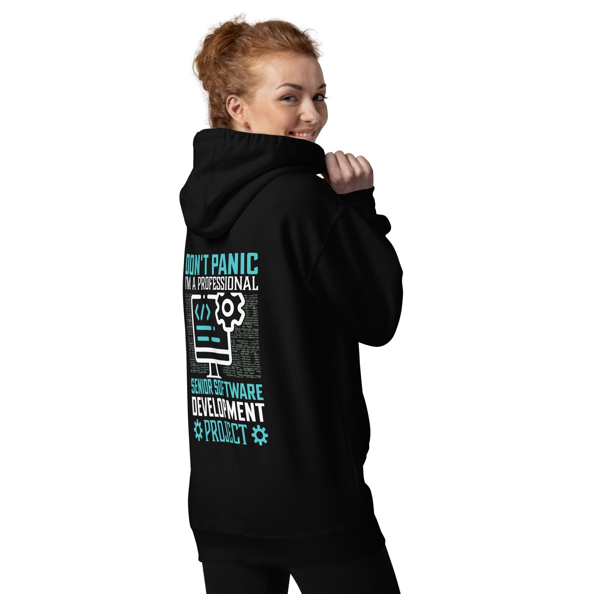 Don’t Worry! I am a Professional Senior Software Developer - Unisex Hoodie ( Back Print ) by DarkByteGear