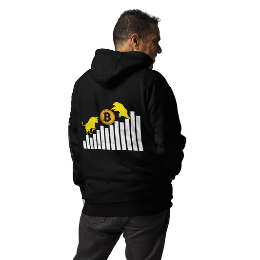 Bull Bear Bitcoin Statistic - Unisex Hoodie ( Back Print ) by DarkByteGear