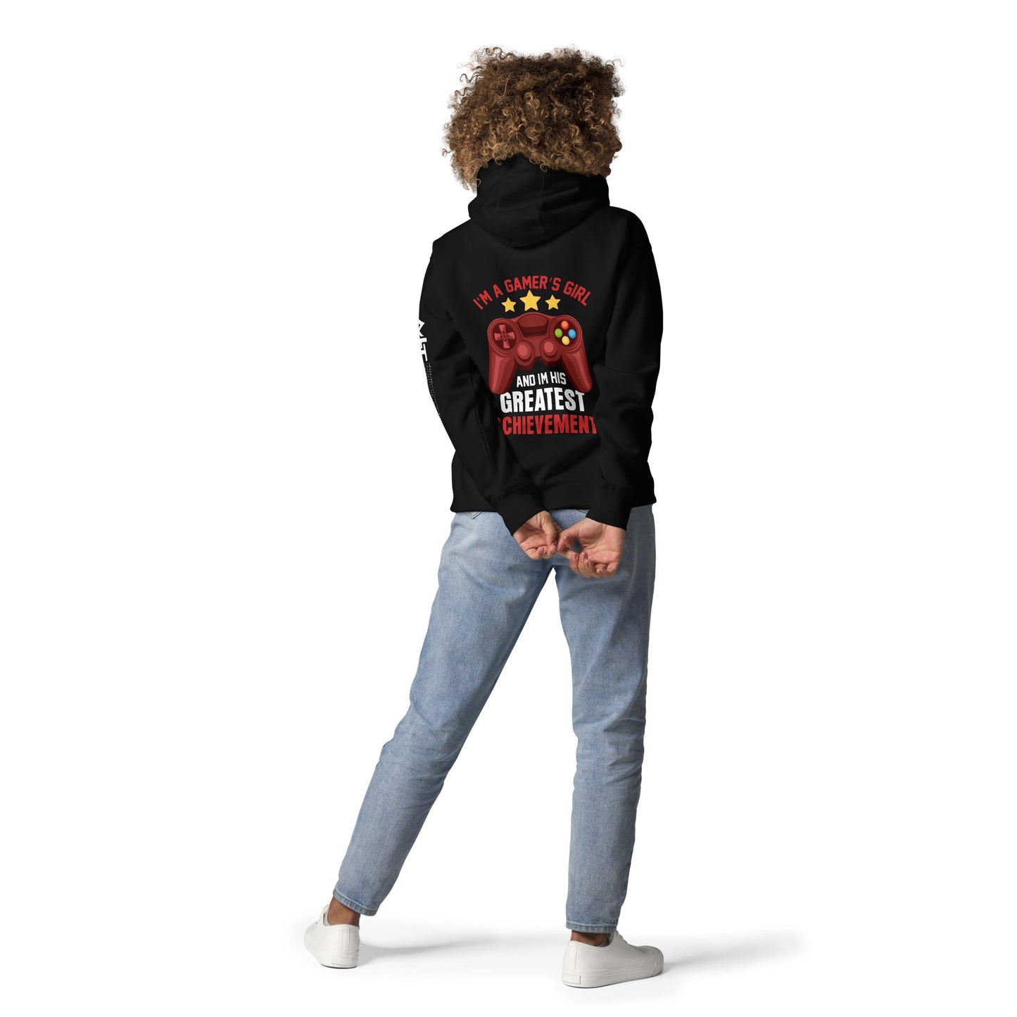 I am a Gamer's Girl, I am his Greatest Achievement - Unisex Hoodie ( Back Print ) by DarkByteGear