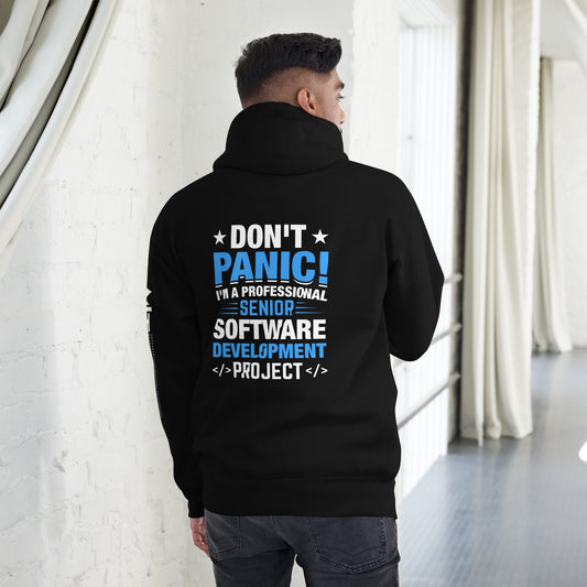 Don’t Panic I am a Professional Senior Development Analyst - Unisex Hoodie ( Back Print ) by DarkByteGear