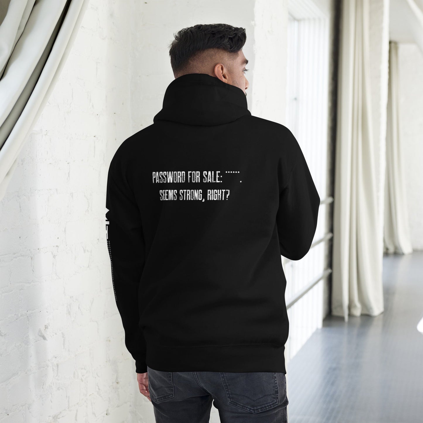 Password for sale . Seems strong, right? - Unisex Hoodie ( Back Print ) by DarkByteGear