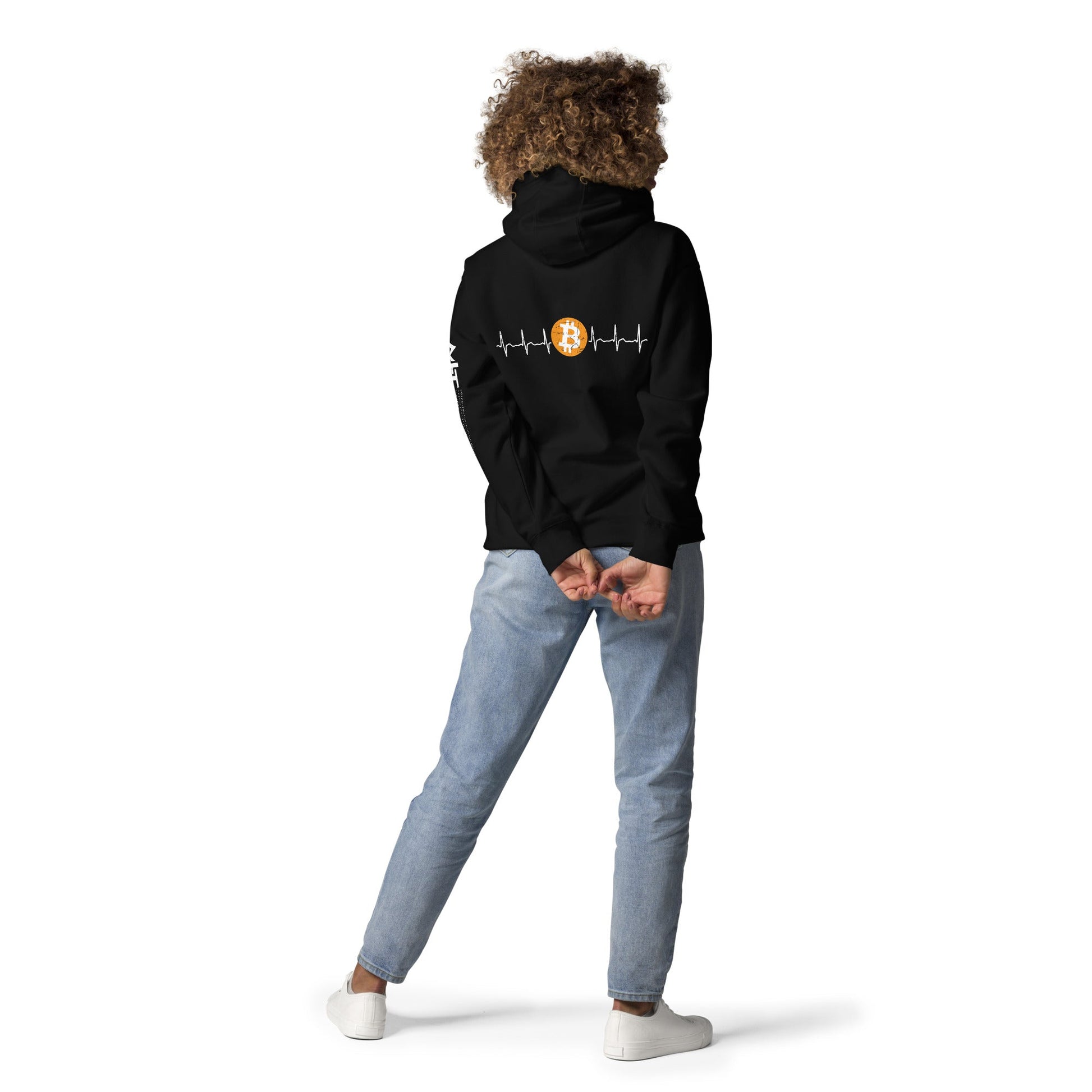 Bitcoin Heartbeat - Unisex Hoodie ( Back Print ) by DarkByteGear