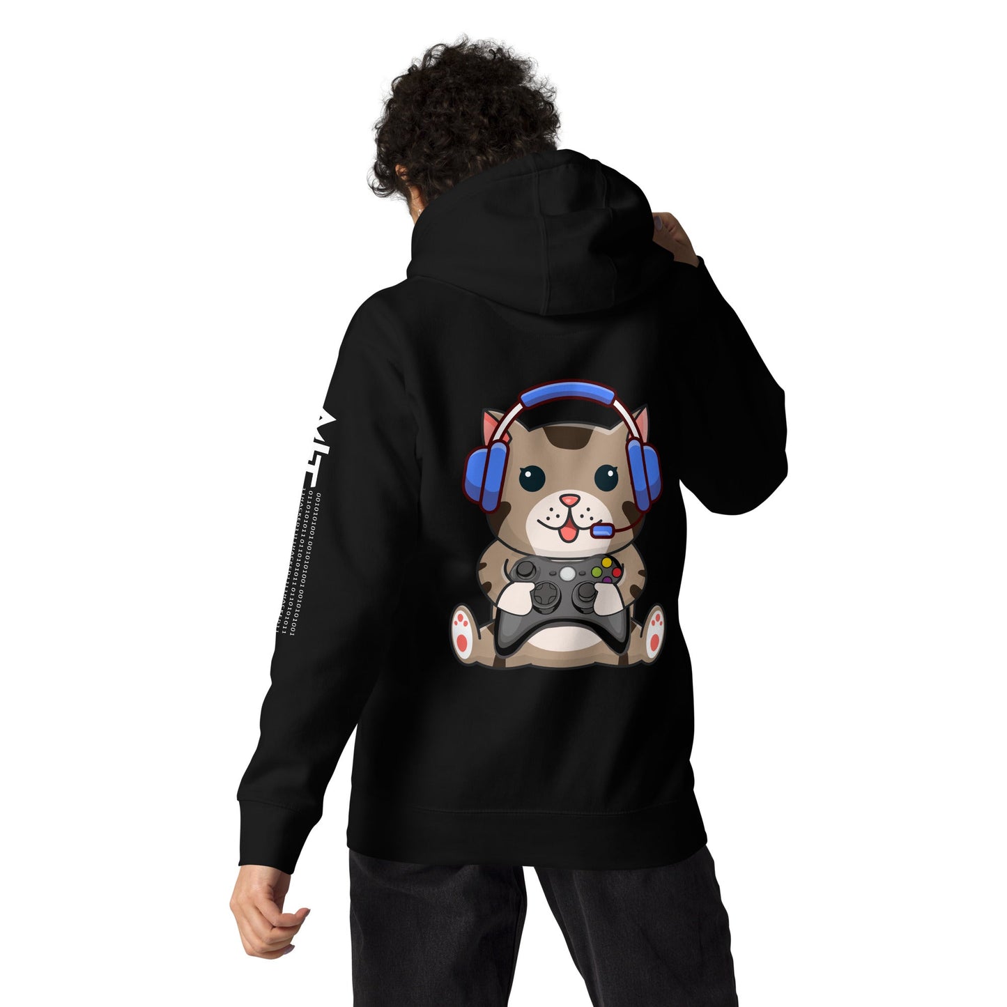 Gamer Cat - Unisex Hoodie ( Back Print ) by DarkByteGear