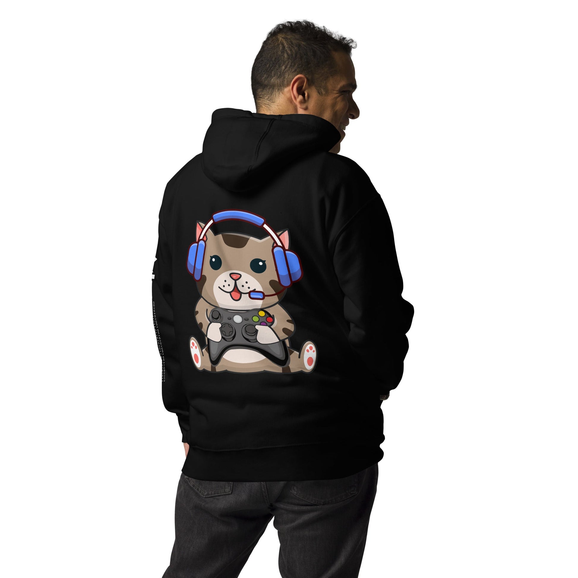 Gamer Cat - Unisex Hoodie ( Back Print ) by DarkByteGear