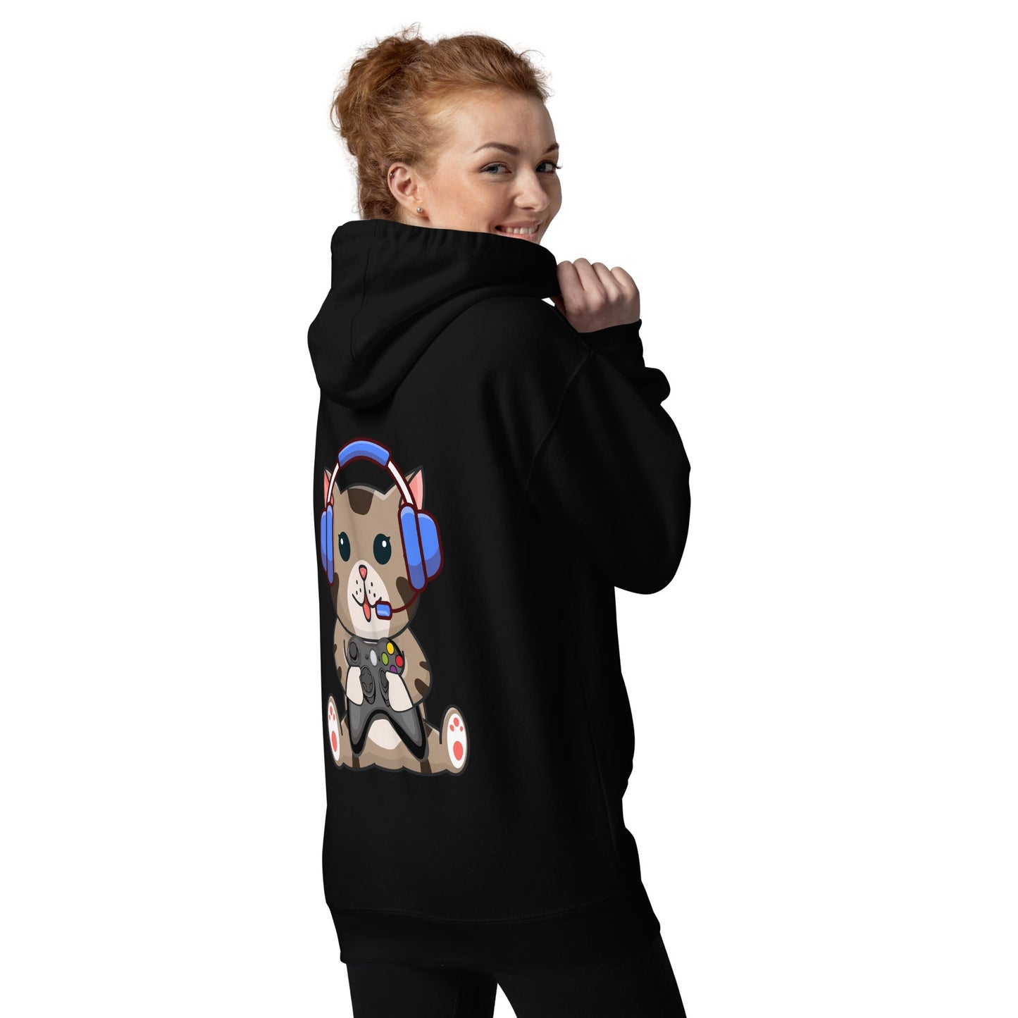 Gamer Cat - Unisex Hoodie ( Back Print ) by DarkByteGear