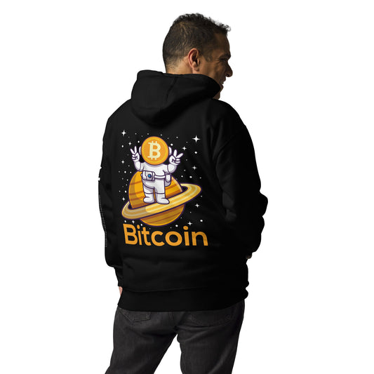 Bitcoin Satan Astronaut - Unisex Hoodie ( Back Print ) by DarkByteGear