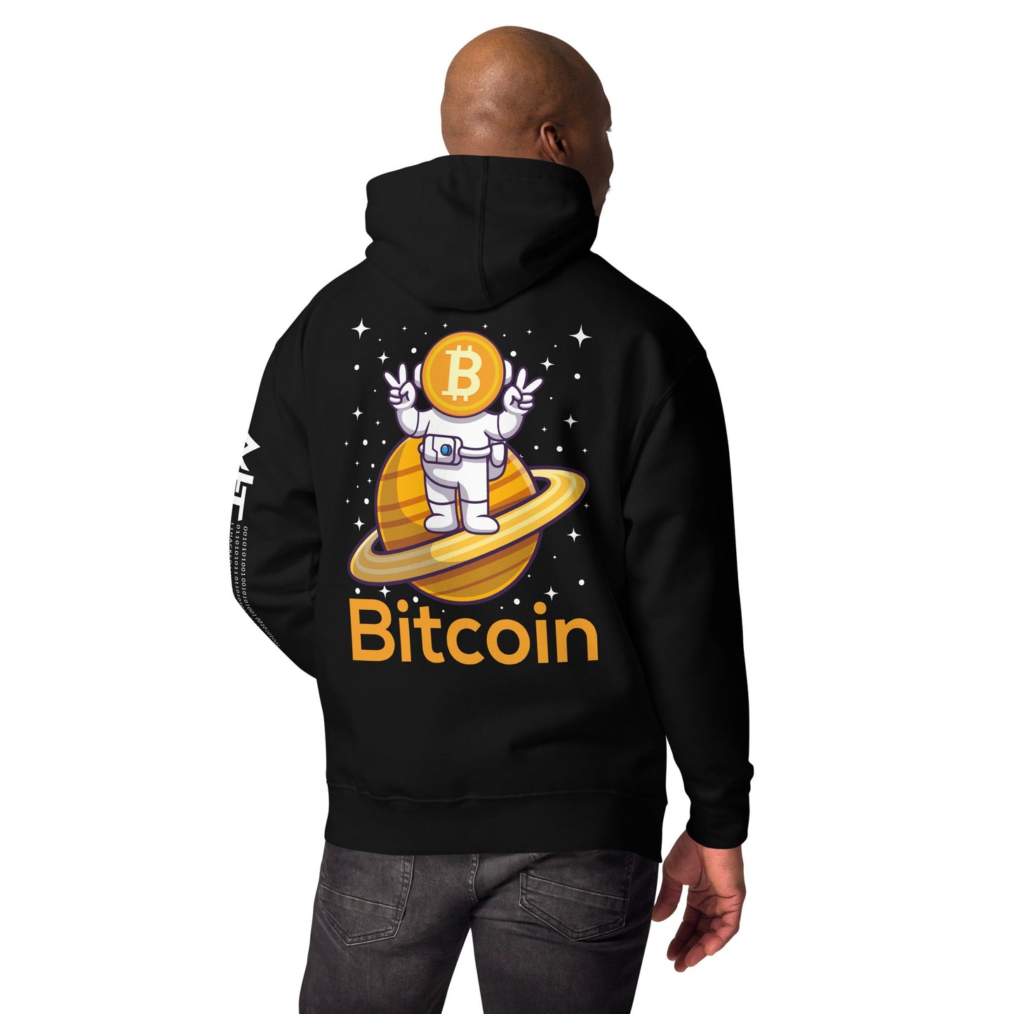 Bitcoin Satan Astronaut - Unisex Hoodie ( Back Print ) by DarkByteGear