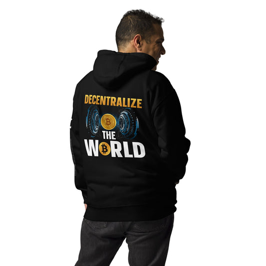 Decentralize the World - Unisex Hoodie ( Back Print ) by DarkByteGear