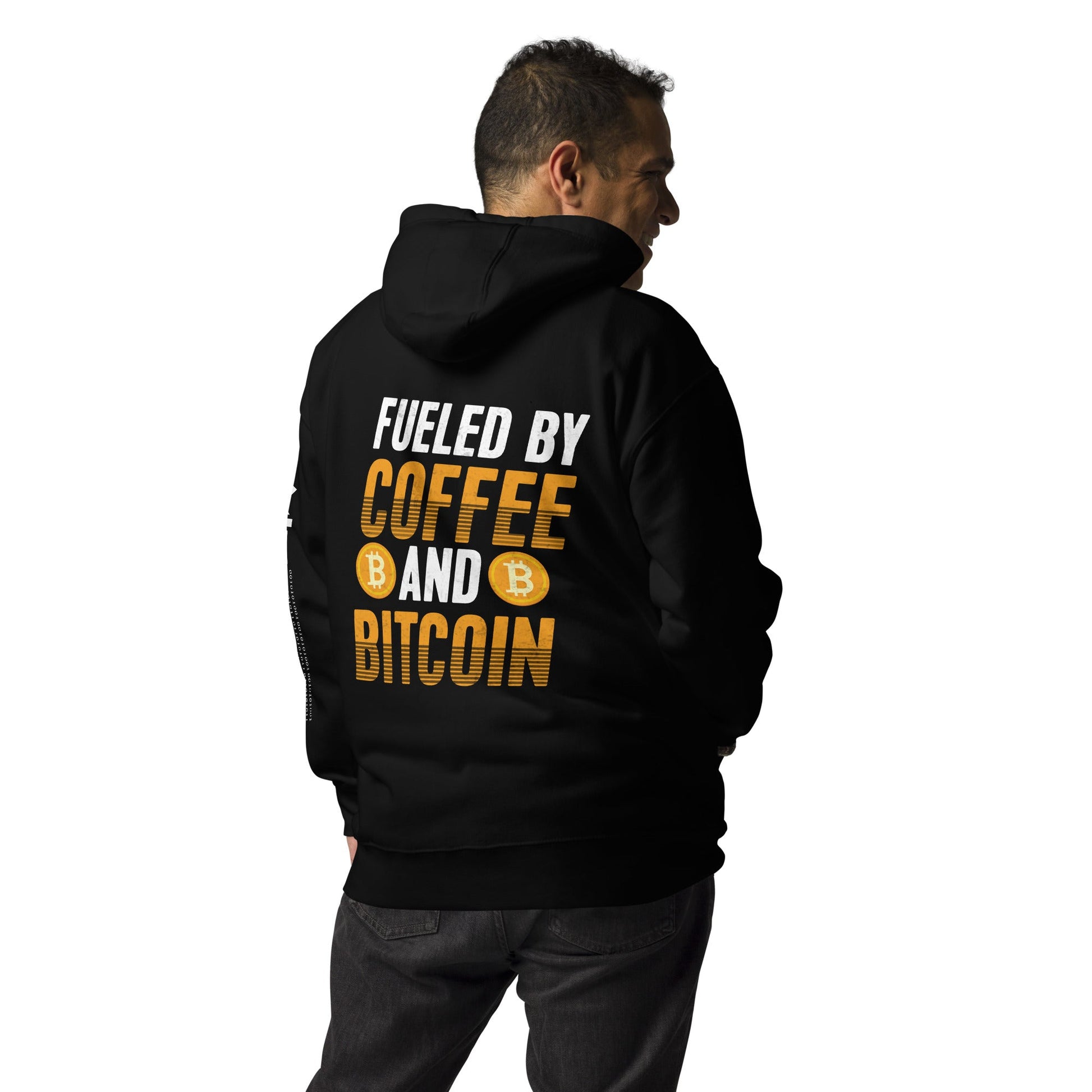 Fueled by Coffee and Bitcoin - Unisex Hoodie ( Back Print ) by DarkByteGear