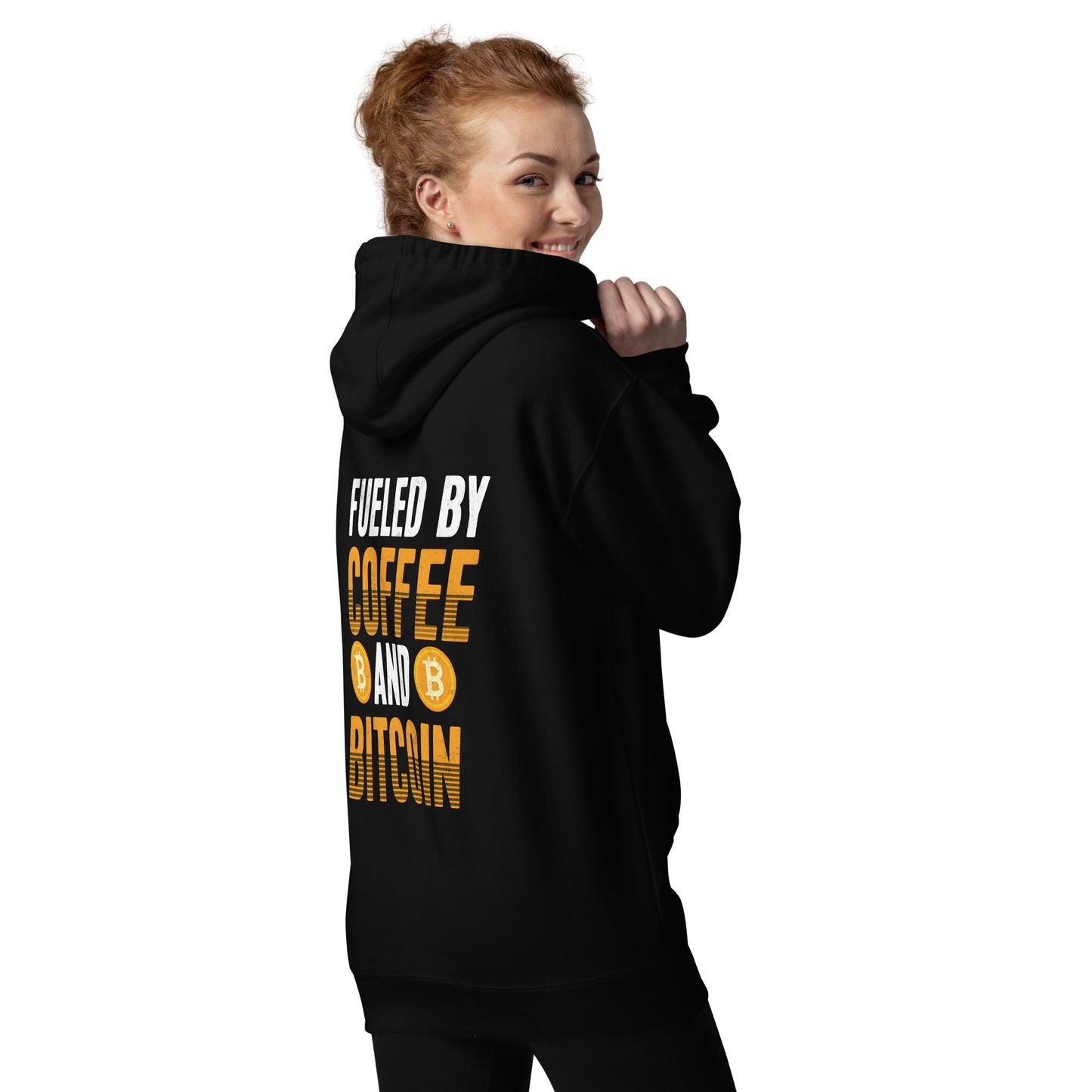 Fueled by Coffee and Bitcoin - Unisex Hoodie ( Back Print ) by DarkByteGear