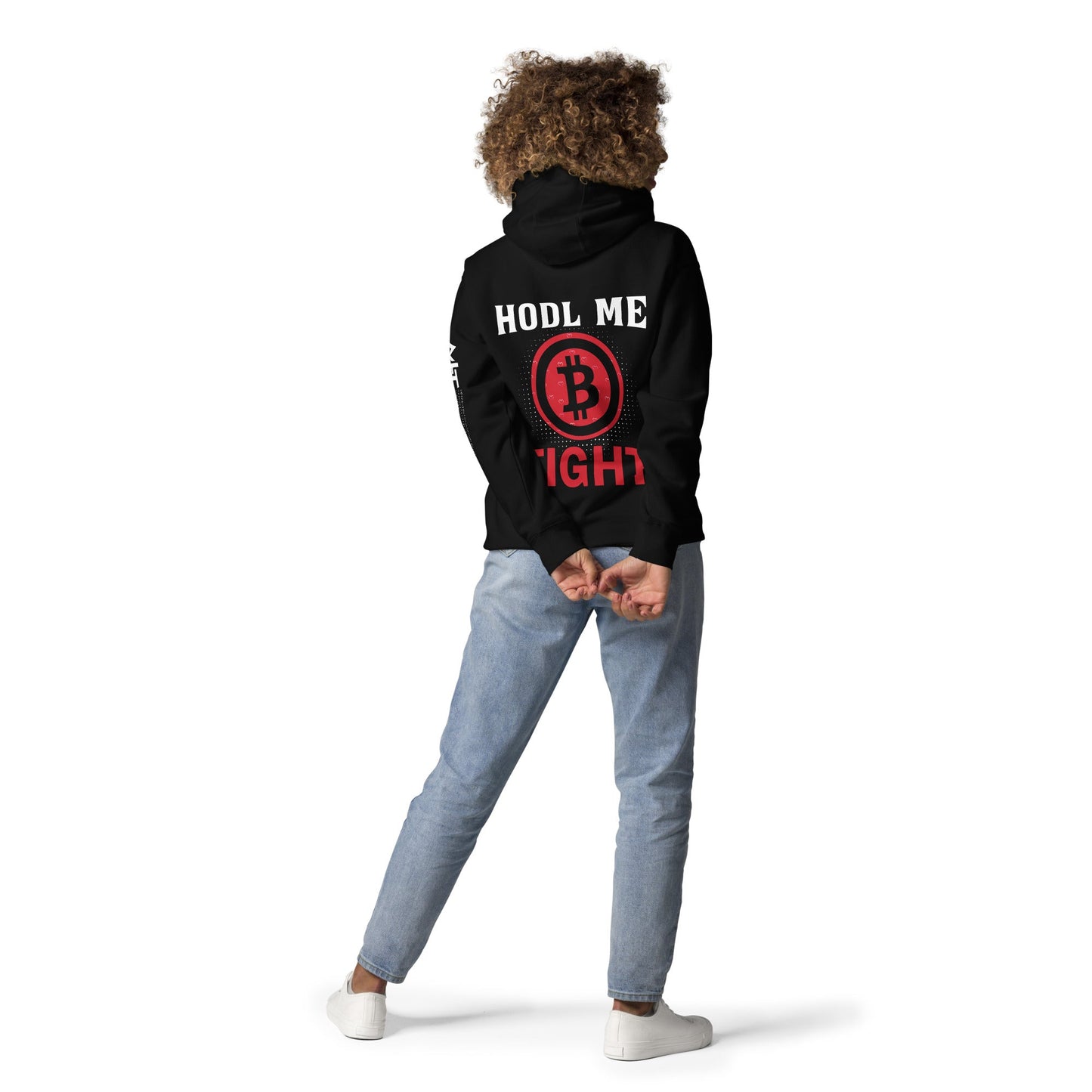 Bitcoin: HODL Me Tight - Unisex Hoodie ( Back Print ) by DarkByteGear