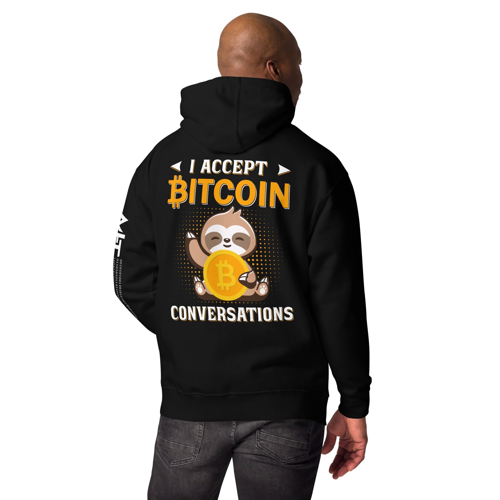 I accept Bitcoin Conversations - Unisex Hoodie ( Back Print ) by DarkByteGear