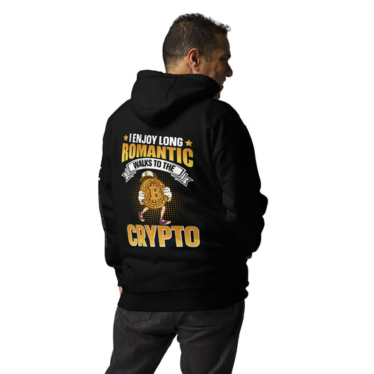 I enjoy long Romantic Walk with Crypto - Unisex Hoodie ( Back Print ) by DarkByteGear
