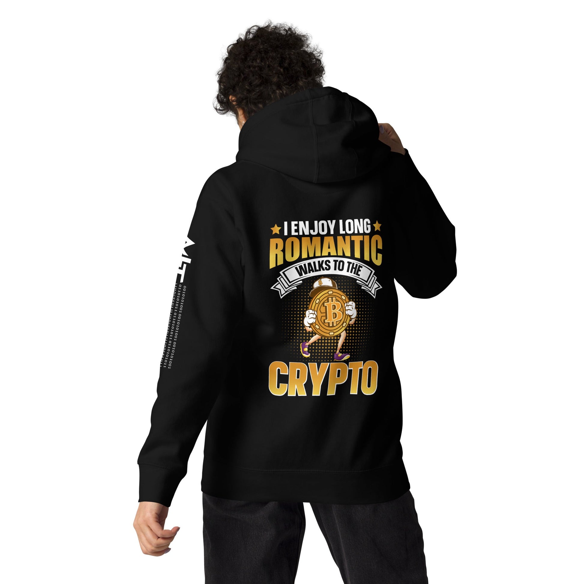 I enjoy long Romantic Walk with Crypto - Unisex Hoodie ( Back Print ) by DarkByteGear