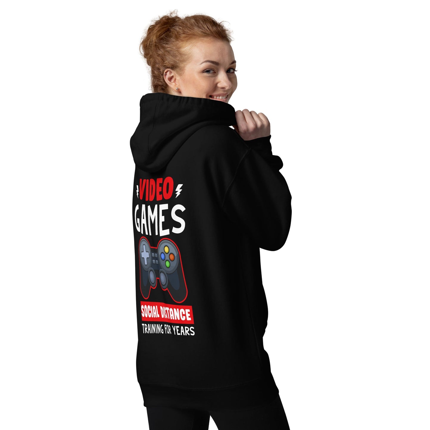 Video Games Social Distance Training for Years - Unisex Hoodie ( Back Print ) by DarkByteGear