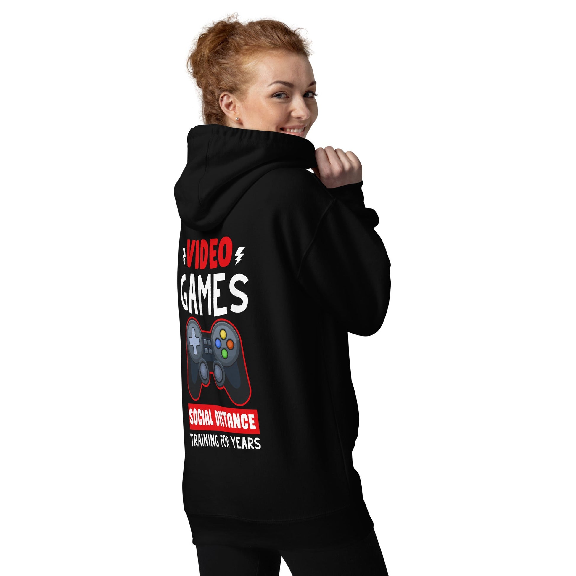 Video Games Social Distance Training for Years - Unisex Hoodie ( Back Print ) by DarkByteGear