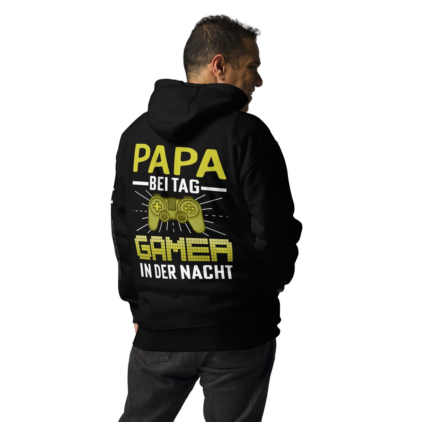 Papa Bei Tag Gamer in Der Nacht - Unisex Hoodie ( Back Print ) by DarkByteGear