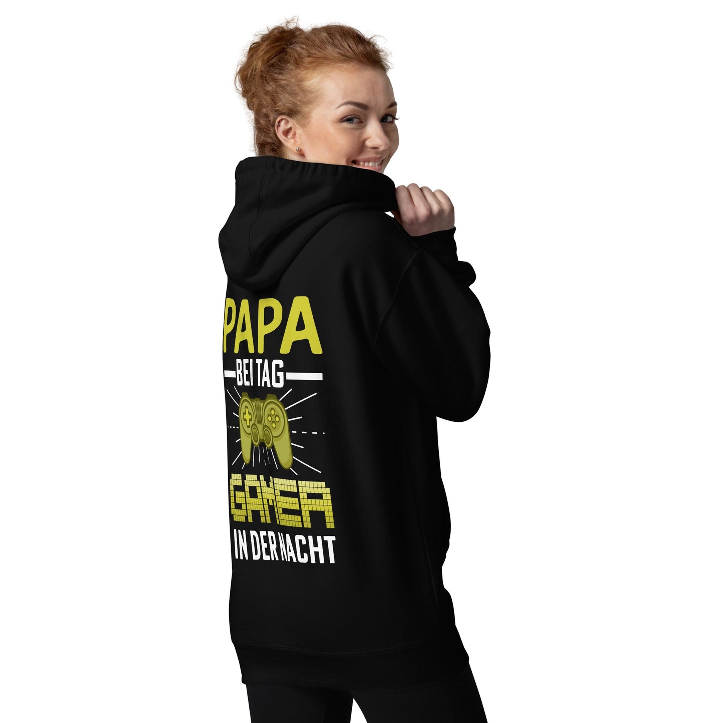 Papa Bei Tag Gamer in Der Nacht - Unisex Hoodie ( Back Print ) by DarkByteGear