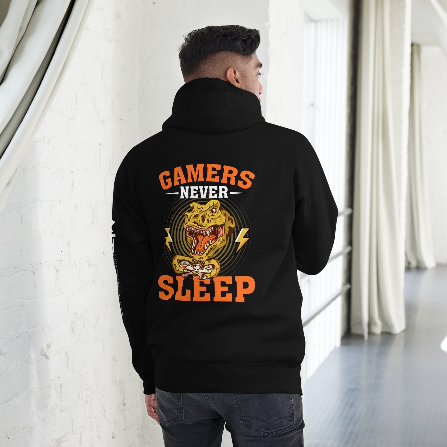 Gamers never sleep V2 - Unisex Hoodie ( Back Print ) by DarkByteGear