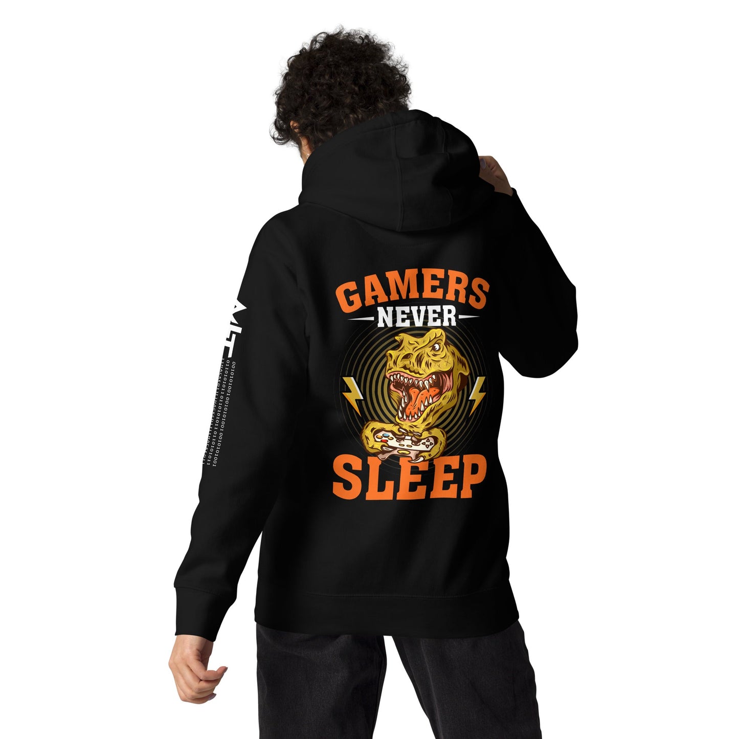 Gamers never sleep V2 - Unisex Hoodie ( Back Print ) by DarkByteGear
