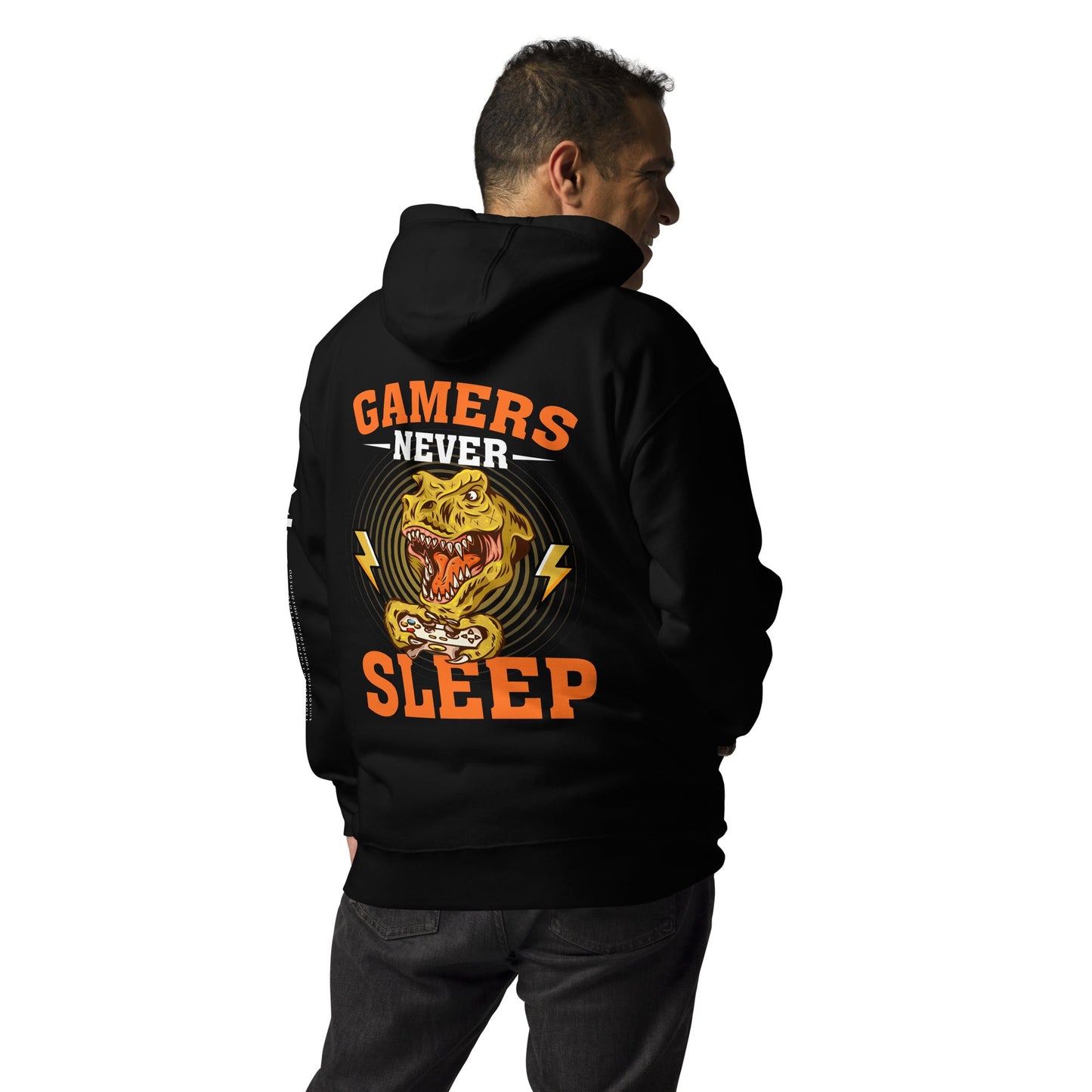 Gamers never sleep V2 - Unisex Hoodie ( Back Print ) by DarkByteGear