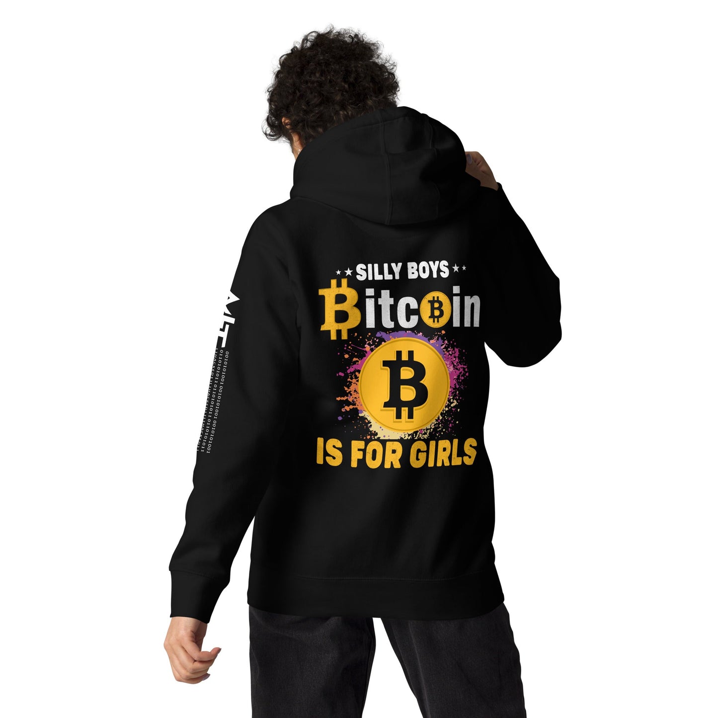 *Silly Boys* : BTC is for Girls - Unisex Hoodie ( Back Print ) by DarkByteGear
