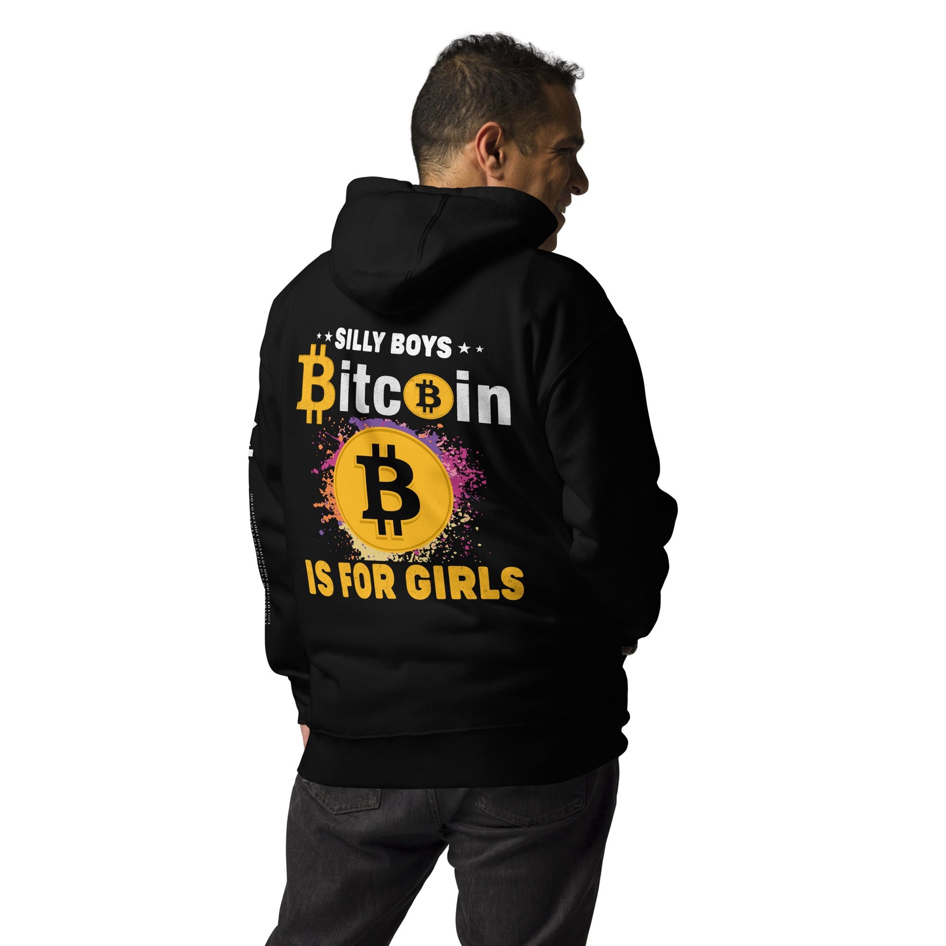 *Silly Boys* : BTC is for Girls - Unisex Hoodie ( Back Print ) by DarkByteGear
