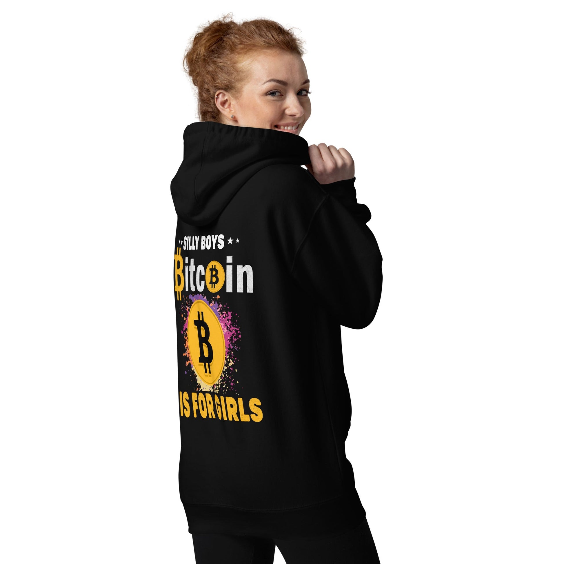 *Silly Boys* : BTC is for Girls - Unisex Hoodie ( Back Print ) by DarkByteGear