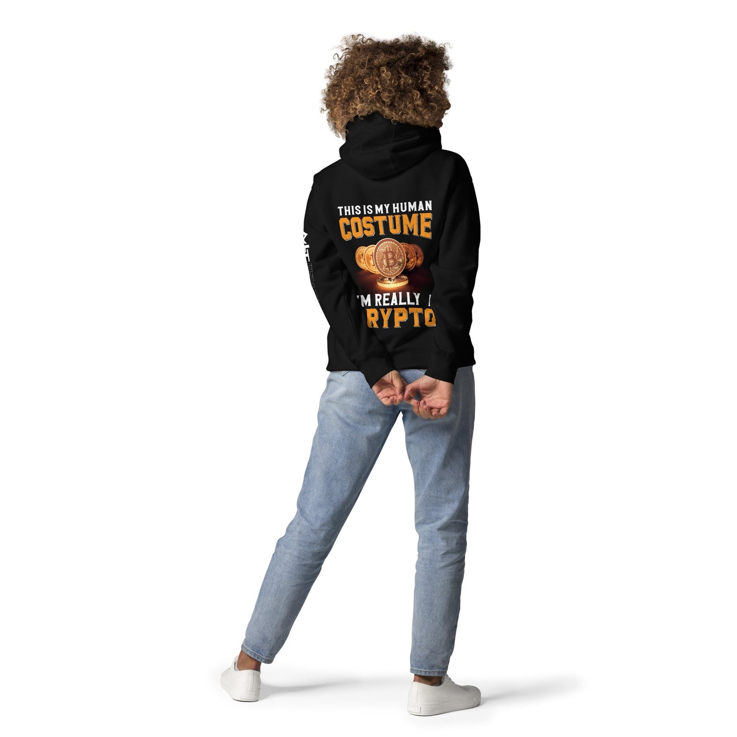 This is my Human Costume, I am a really a Crypto - Unisex Hoodie ( Back Print ) by DarkByteGear