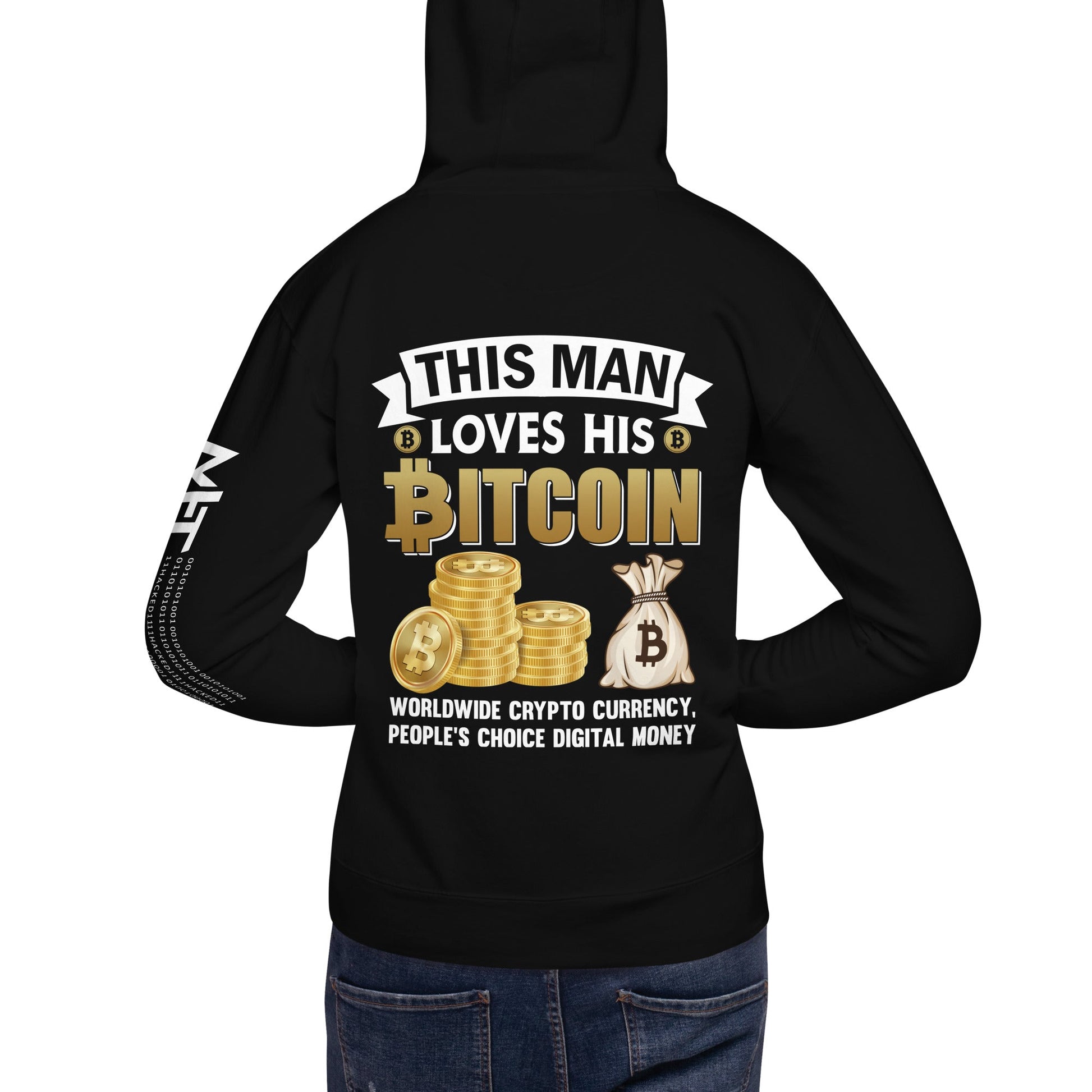 This Man loves his Bitcoin - Unisex Hoodie ( Back Print ) by DarkByteGear