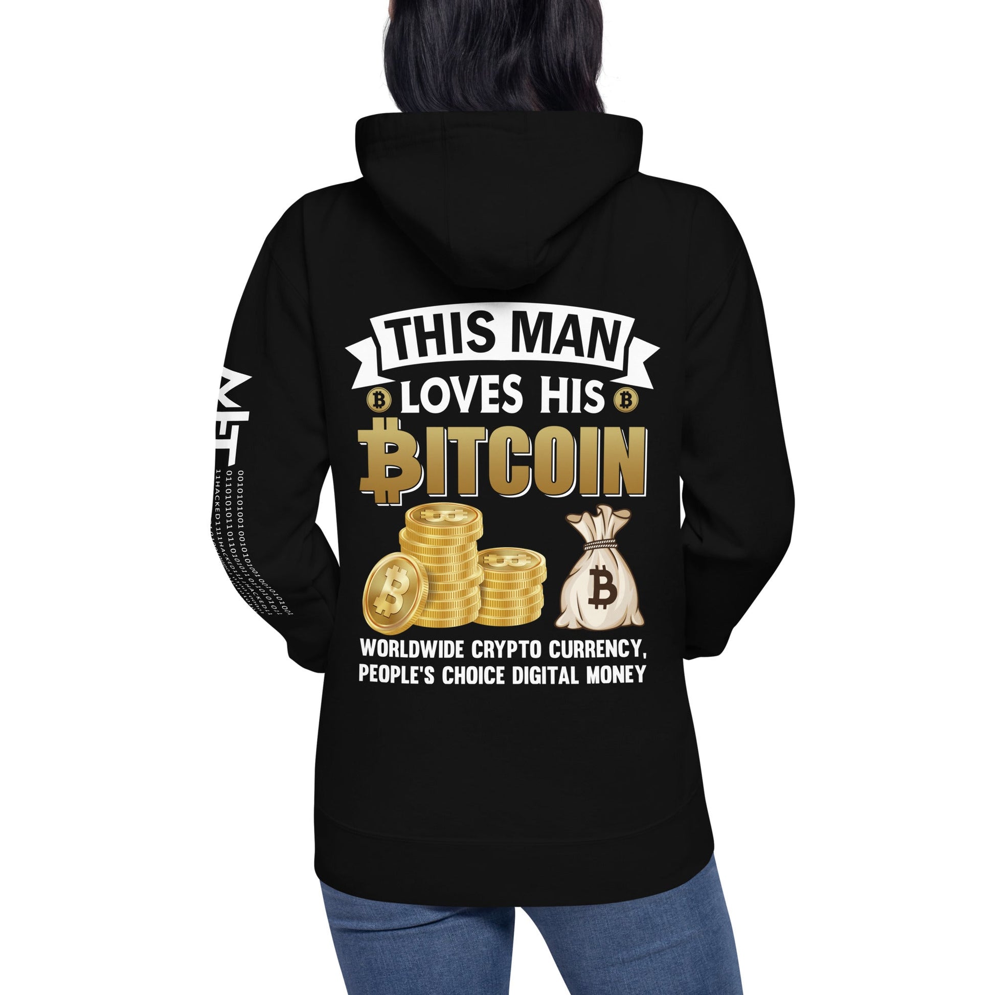 This Man loves his Bitcoin - Unisex Hoodie ( Back Print ) by DarkByteGear