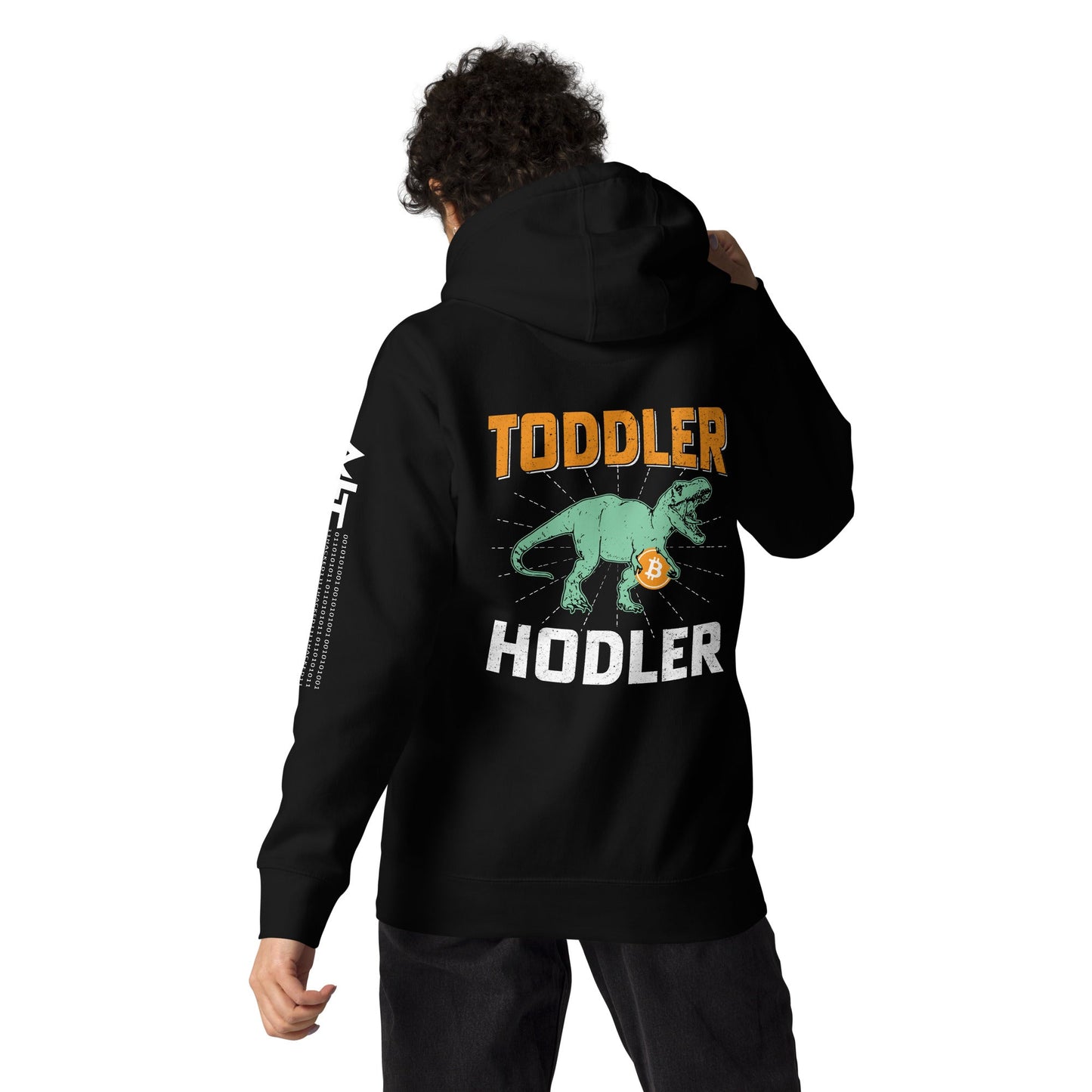 Toddler Bitcoin T-rex Holder - Unisex Hoodie ( Back Print ) by DarkByteGear