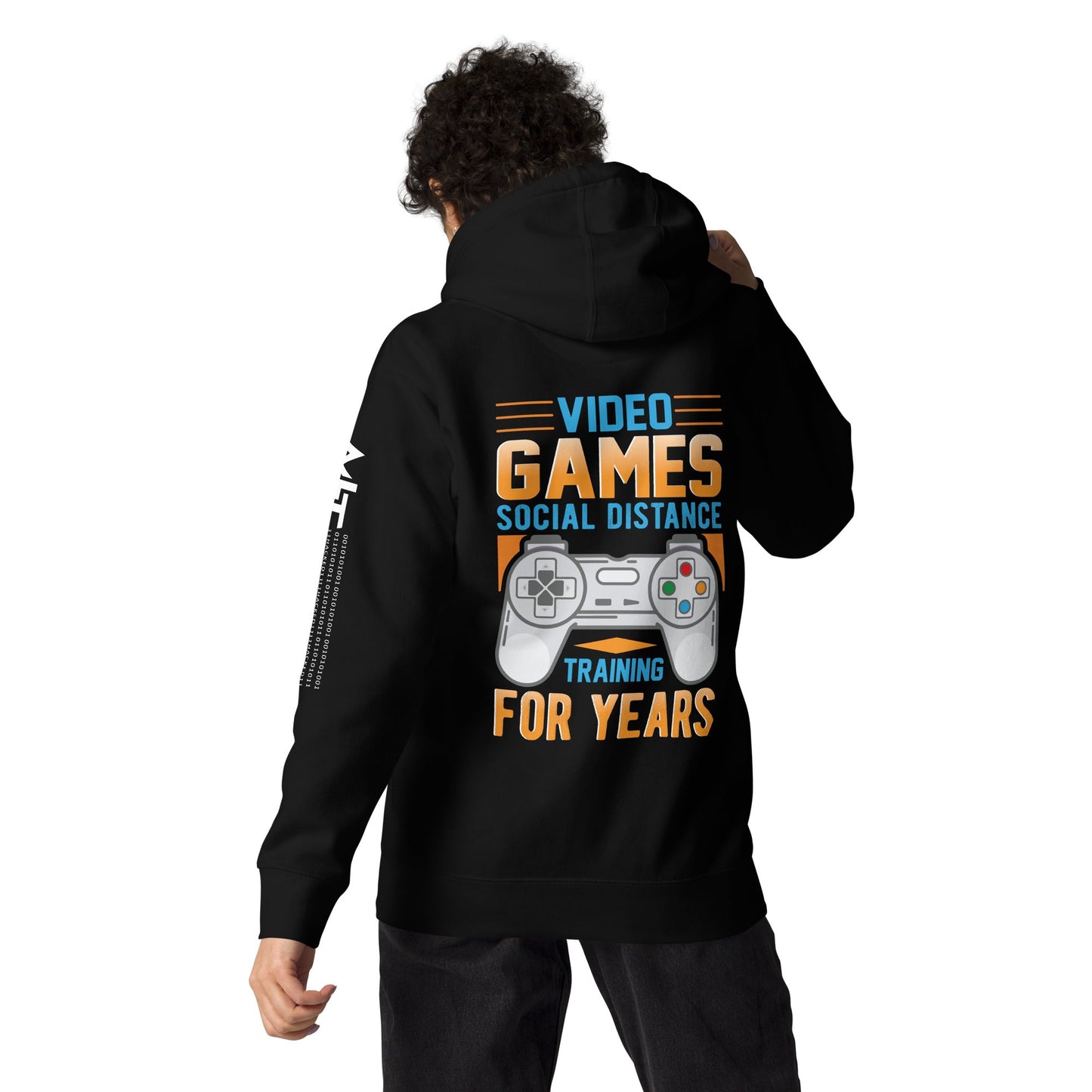 Video Games Social Distance Training for years ( Orange ) - Unisex Hoodie ( Back Print ) by DarkByteGear