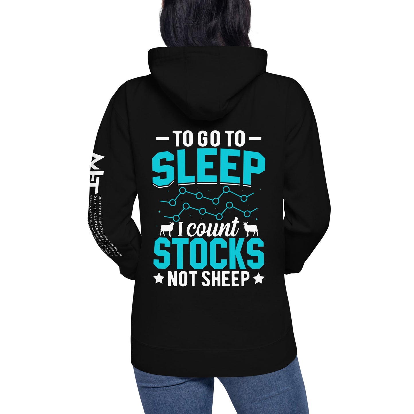 To go to sleep, I count stocks not sheep (DB) - Unisex Hoodie ( Back Print ) by DarkByteGear