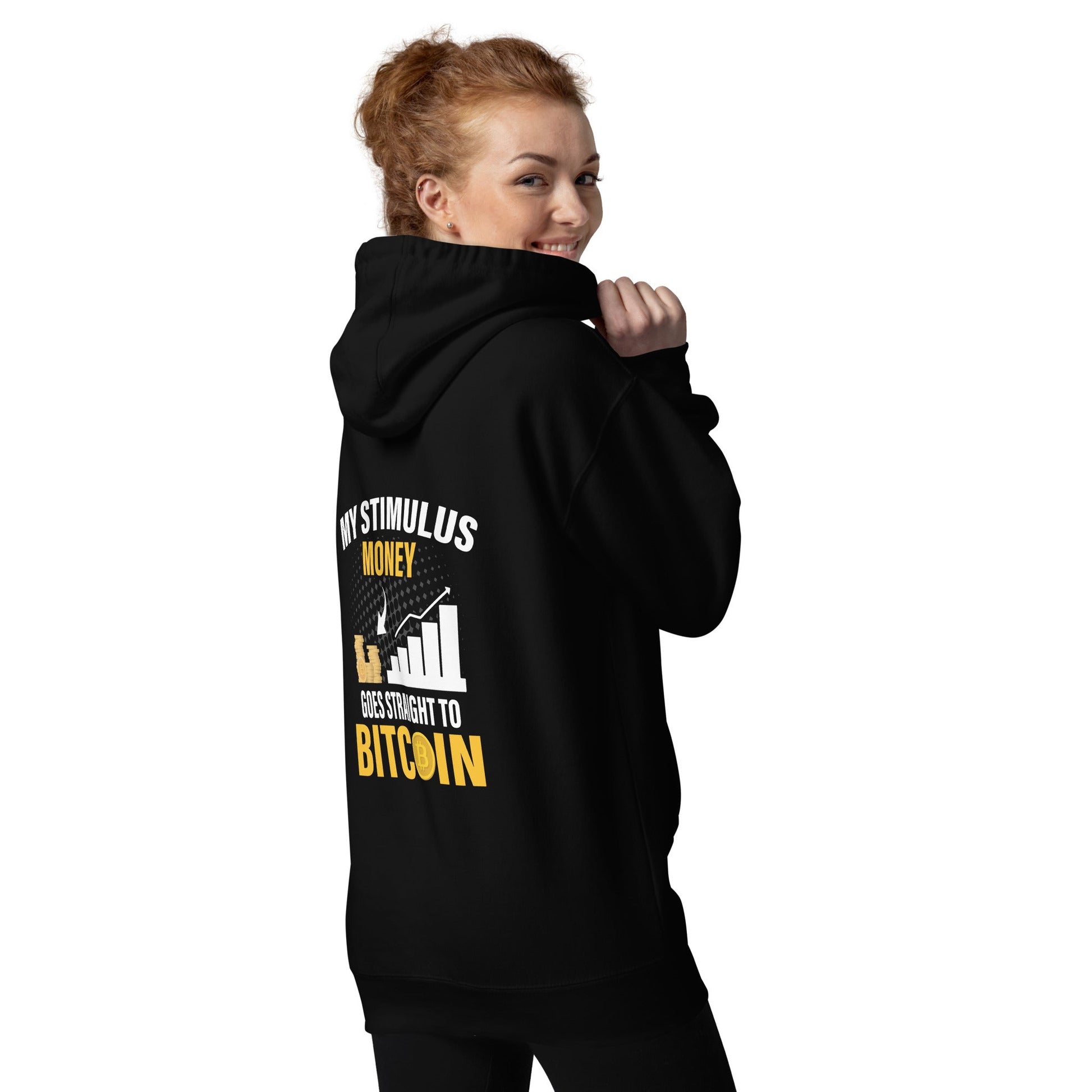 My Stimulus Money Goes Straight to Bitcoin Unisex Hoodie by DarkByteGear