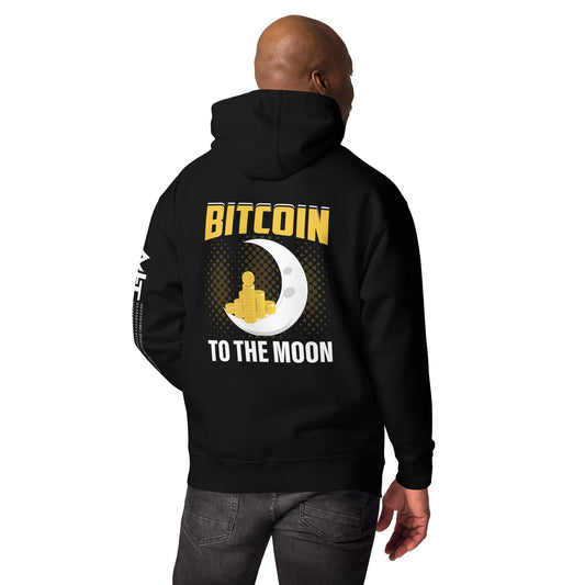 Bitcoin to the moon - Unisex Hoodie (back print) by DarkByteGear