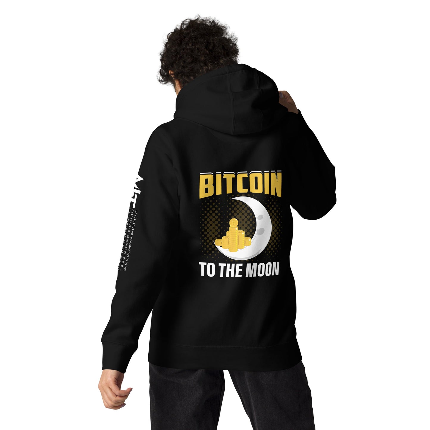 Bitcoin to the moon - Unisex Hoodie (back print) by DarkByteGear