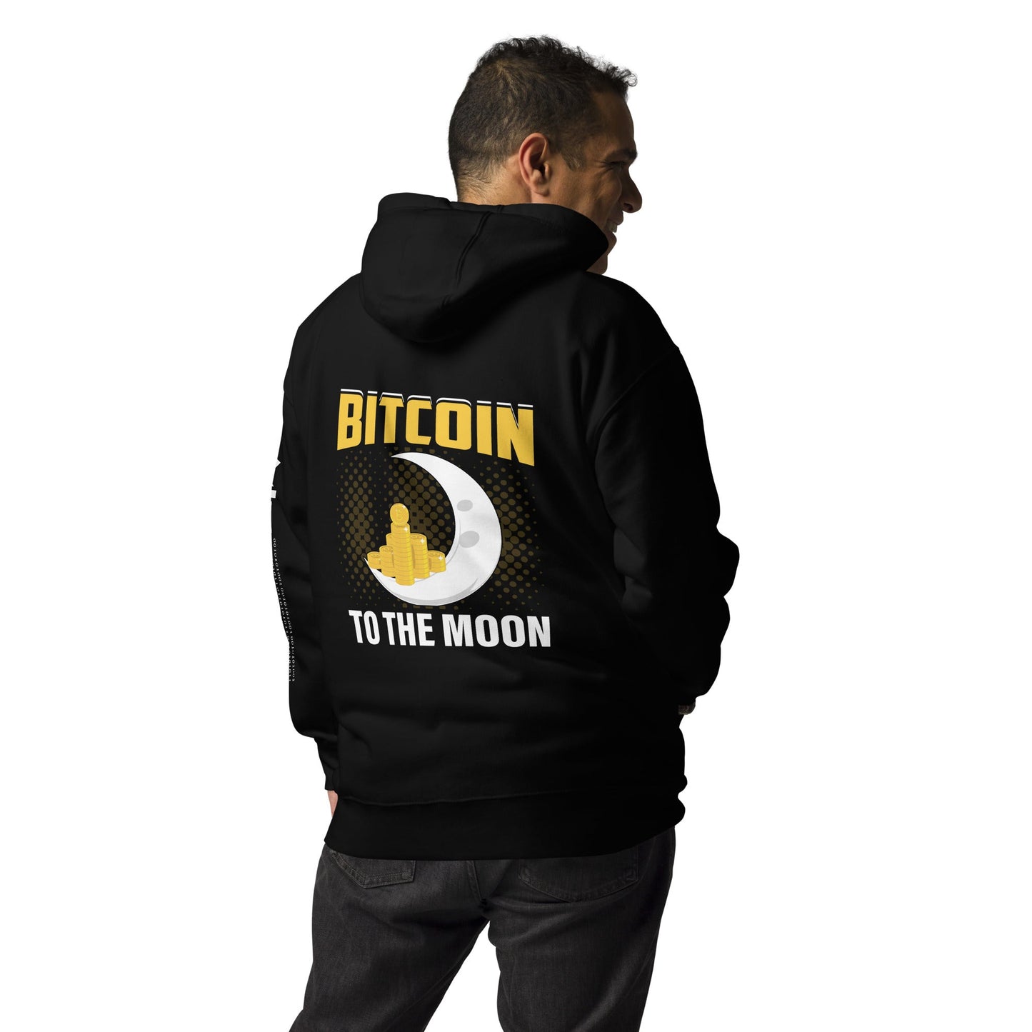 Bitcoin to the moon - Unisex Hoodie (back print) by DarkByteGear