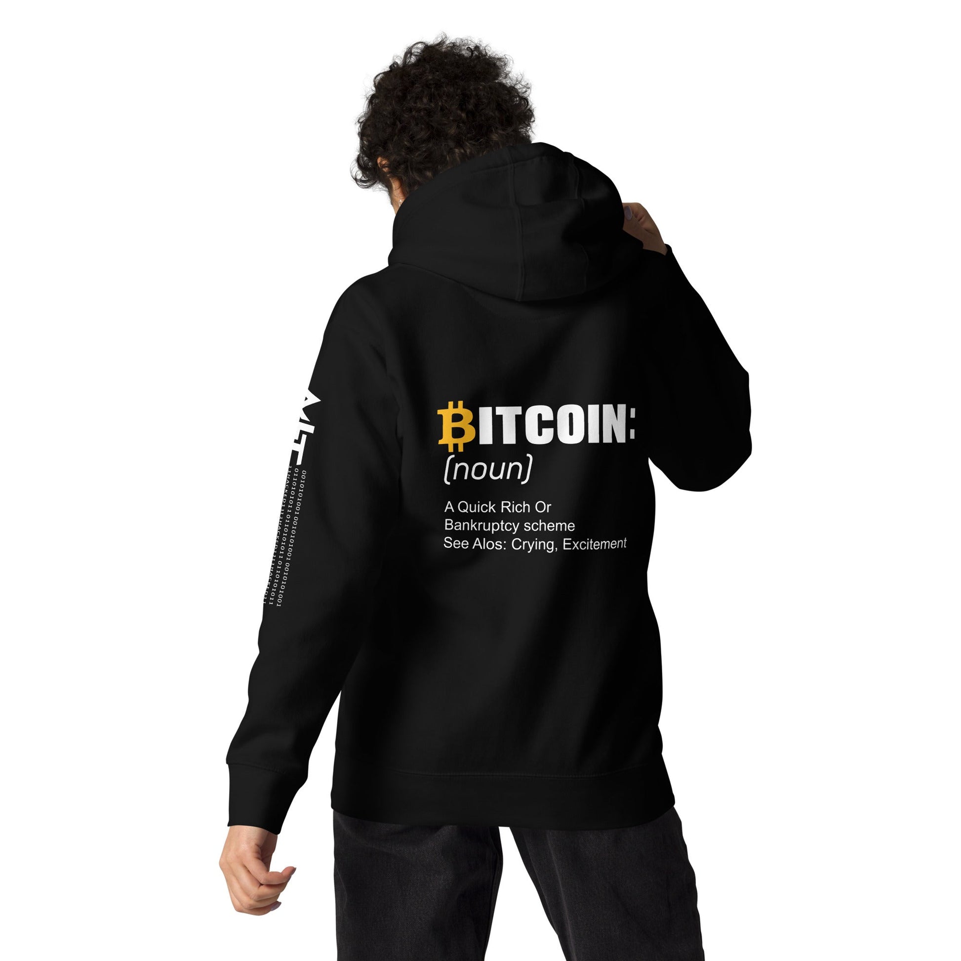 Bitcoin definition ( Yellow Cap B ) - Unisex Hoodie ( Back Print ) by DarkByteGear