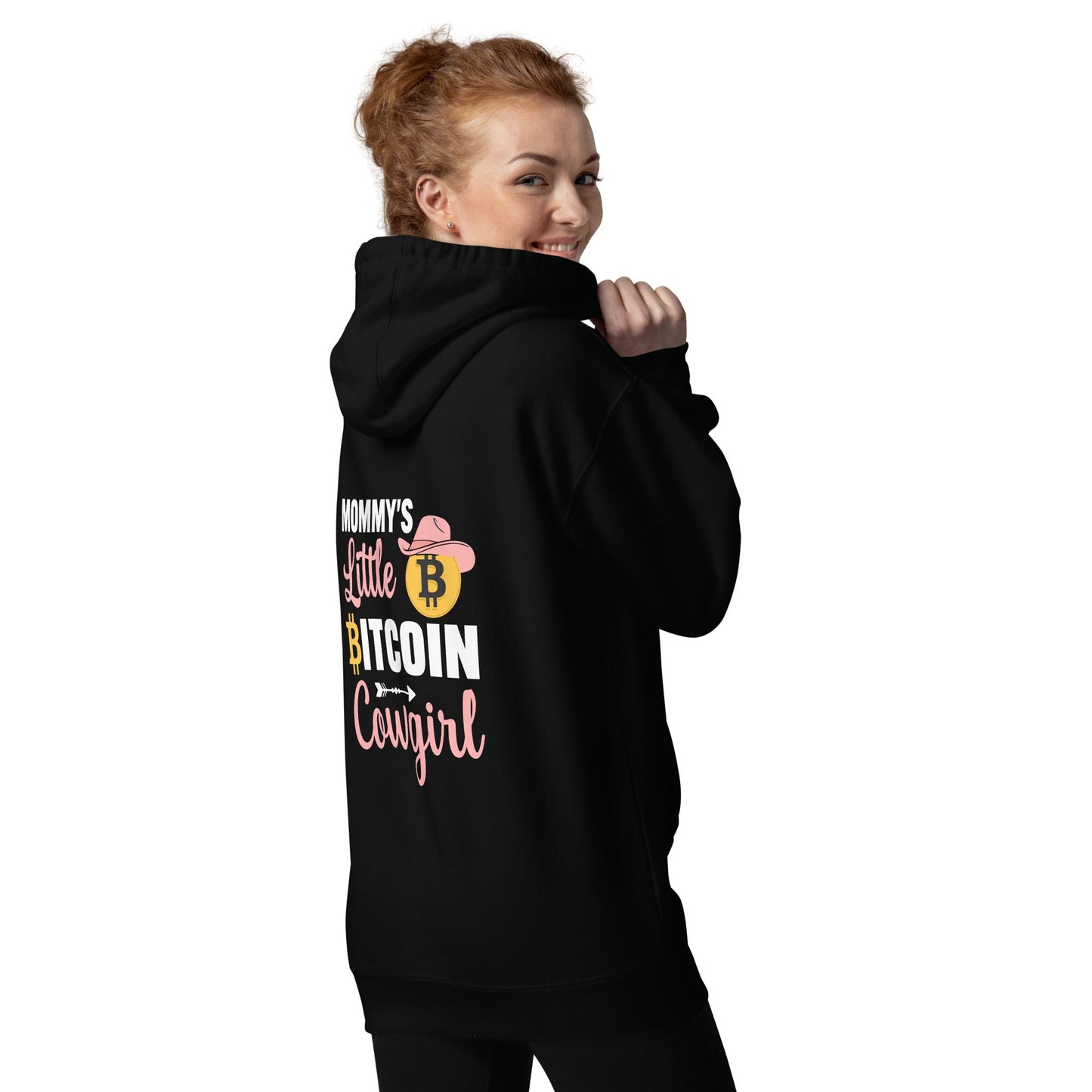 Mommy's little bitcoin cowgirl Unisex Hoodie ( Back Print ) by DarkByteGear